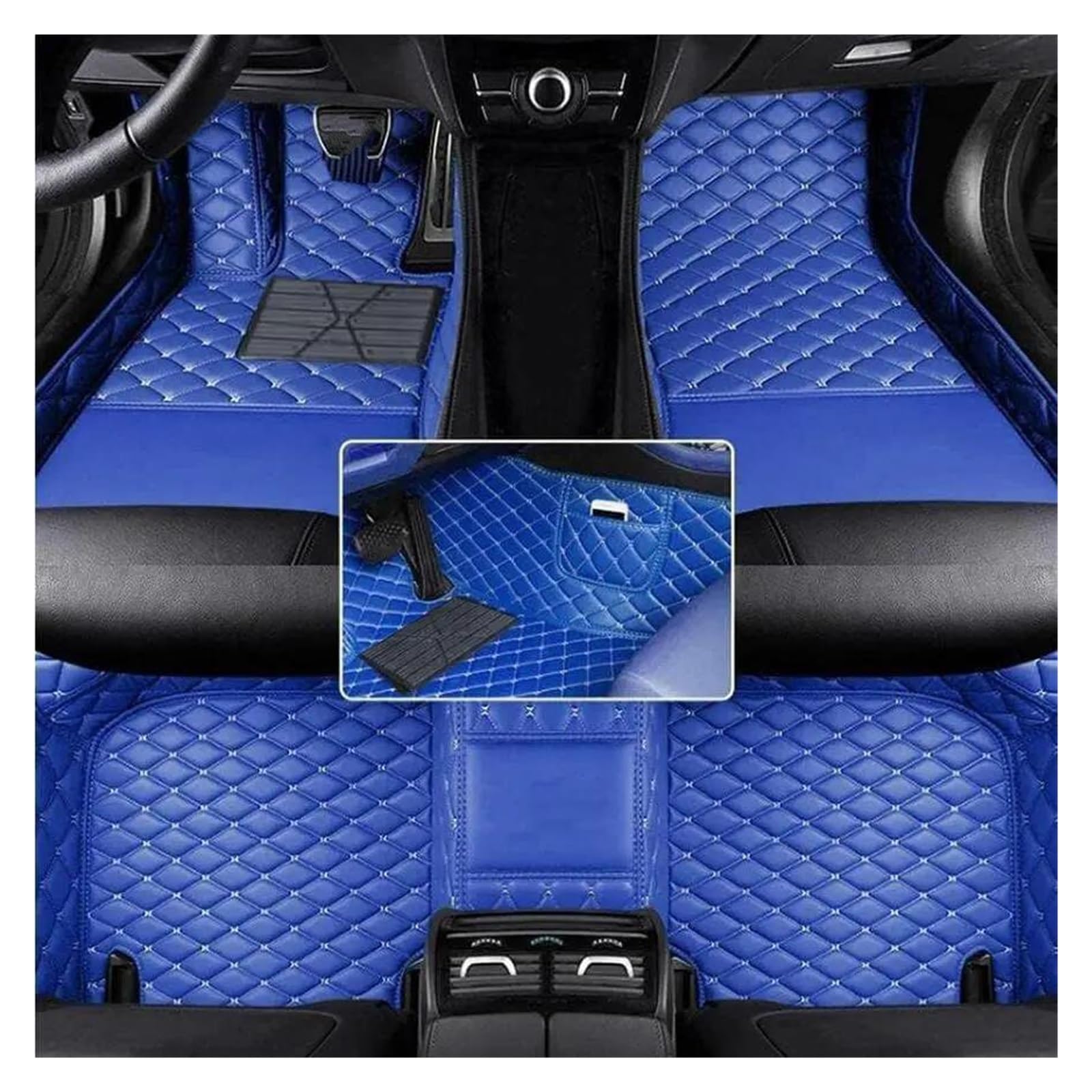 Auto Fußmatten Maßgeschneiderte Kunstleder-Auto-Bodenmatte für F11 für Touring 2011 2012 2013 2014 Innenausstattung Autofußmatten(Blau) von DZSGTTUJJ