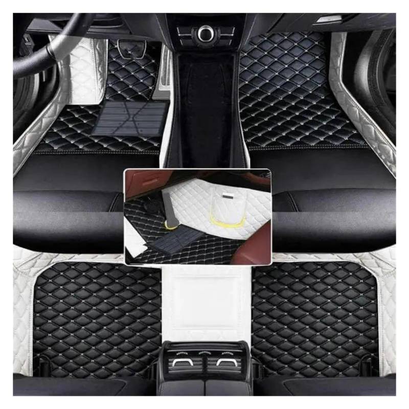 Auto Fußmatten Maßgeschneiderte Kunstleder Auto Bodenmatte für Hyundai für Elantra 2012 2013 2014 2015 Innenausstattung Autofußmatten(White Black) von DZSGTTUJJ