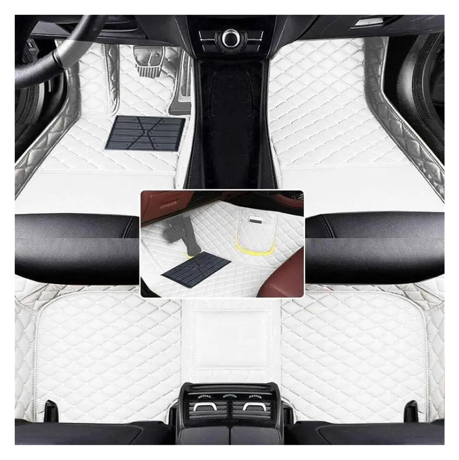 Auto Fußmatten Maßgeschneiderte Kunstleder Auto Bodenmatte für Mazda 5 2008 2009 2010 2011 2012 2013 Innenausstattung Autofußmatten(Weiss) von DZSGTTUJJ