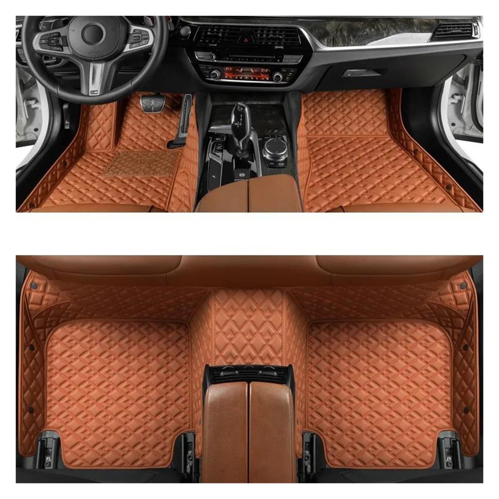 Auto Fußmatten Maßgeschneiderte Luxus-Fußmatten für Citroen DS3 2011-2017 Auto-Matten-Zubehör Innenraum-Ersatzteile komplettes Set Autofußmatten(Orange Glossy) von DZSGTTUJJ