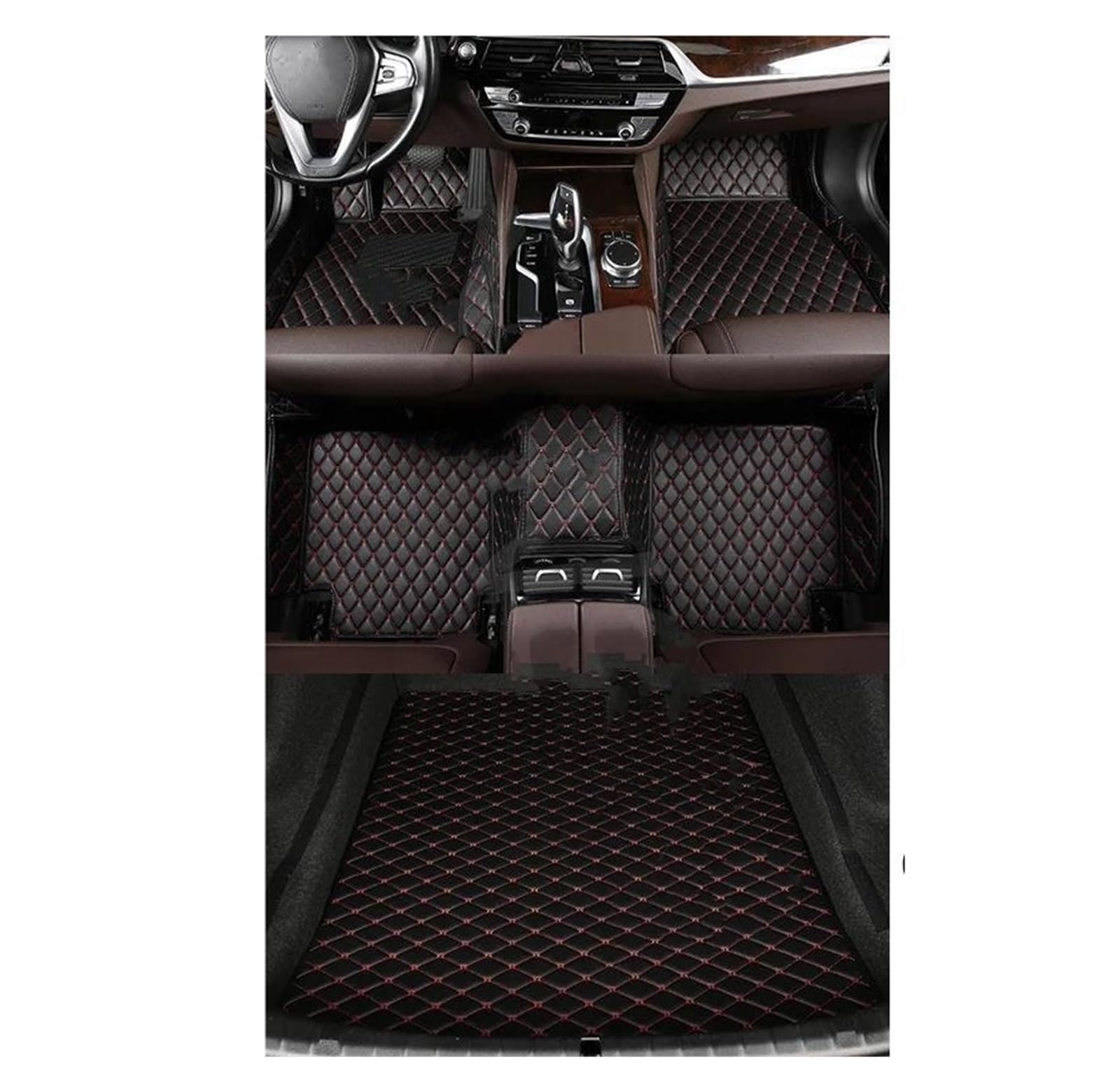 Fußmatten Auto-Bodenmatte Für 6er-Serie Für E63 2 Türen 2003-2006 2007 2008 2009 2010 Innenausstattung Teppich Kofferraummatte Automatten(Schwarz Rot) von DZSGTTUJJ