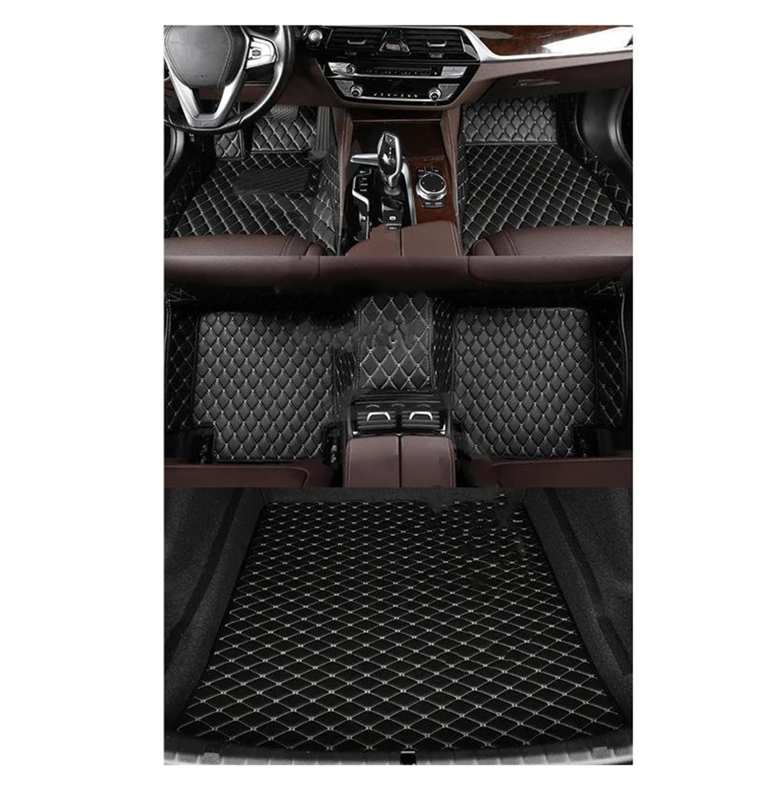 Fußmatten Auto-Bodenmatte Für 6er-Serie Für E63 2 Türen 2003-2006 2007 2008 2009 2010 Innenausstattung Teppich Kofferraummatte Automatten(Schwarzbeige) von DZSGTTUJJ