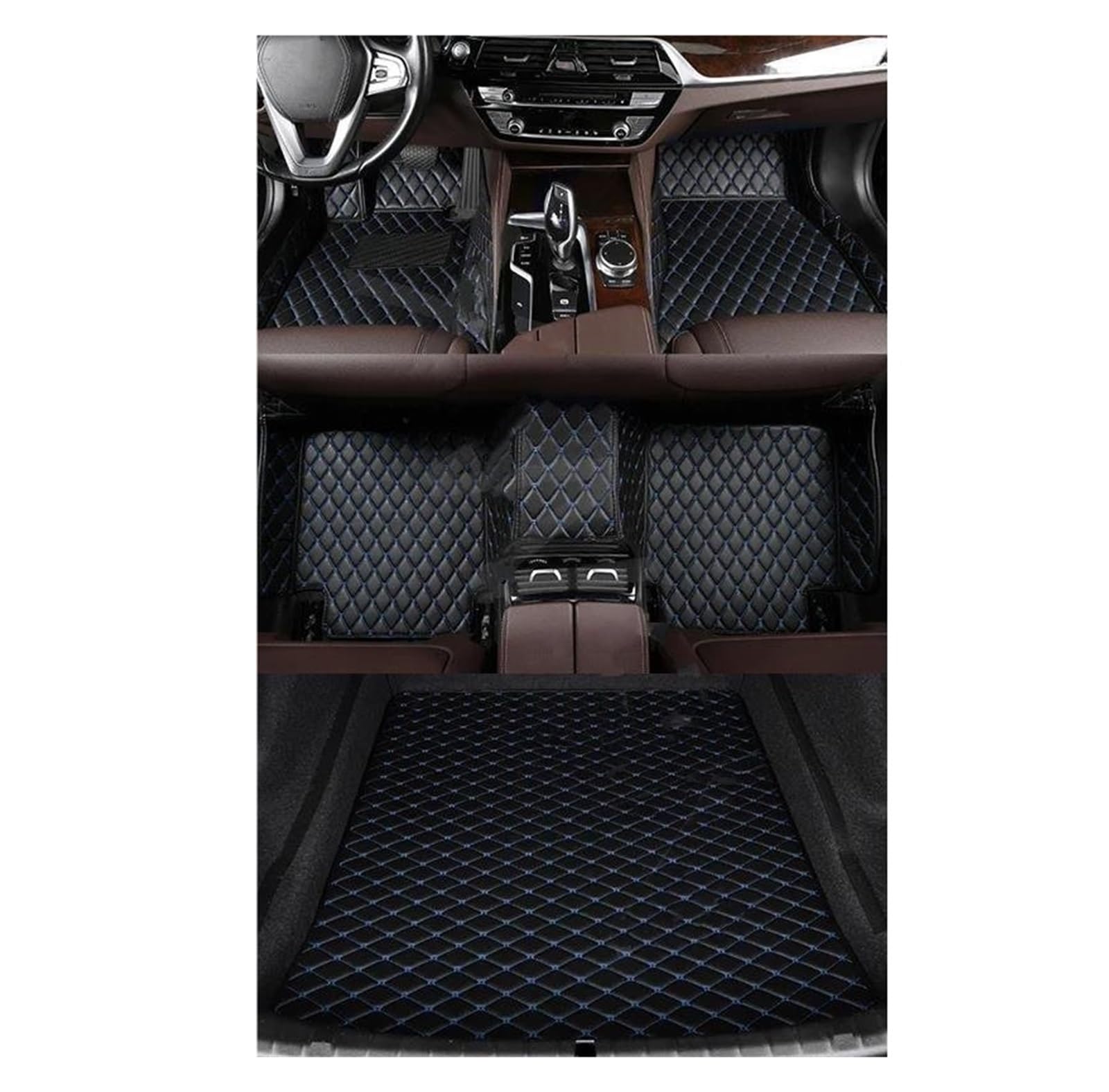 Fußmatten Auto-Bodenmatte Für 6er-Serie Für E64 Cabrio 2003-2010 Innenausstattung Teppich Kofferraummatte Automatten(Schwarz Blau) von DZSGTTUJJ