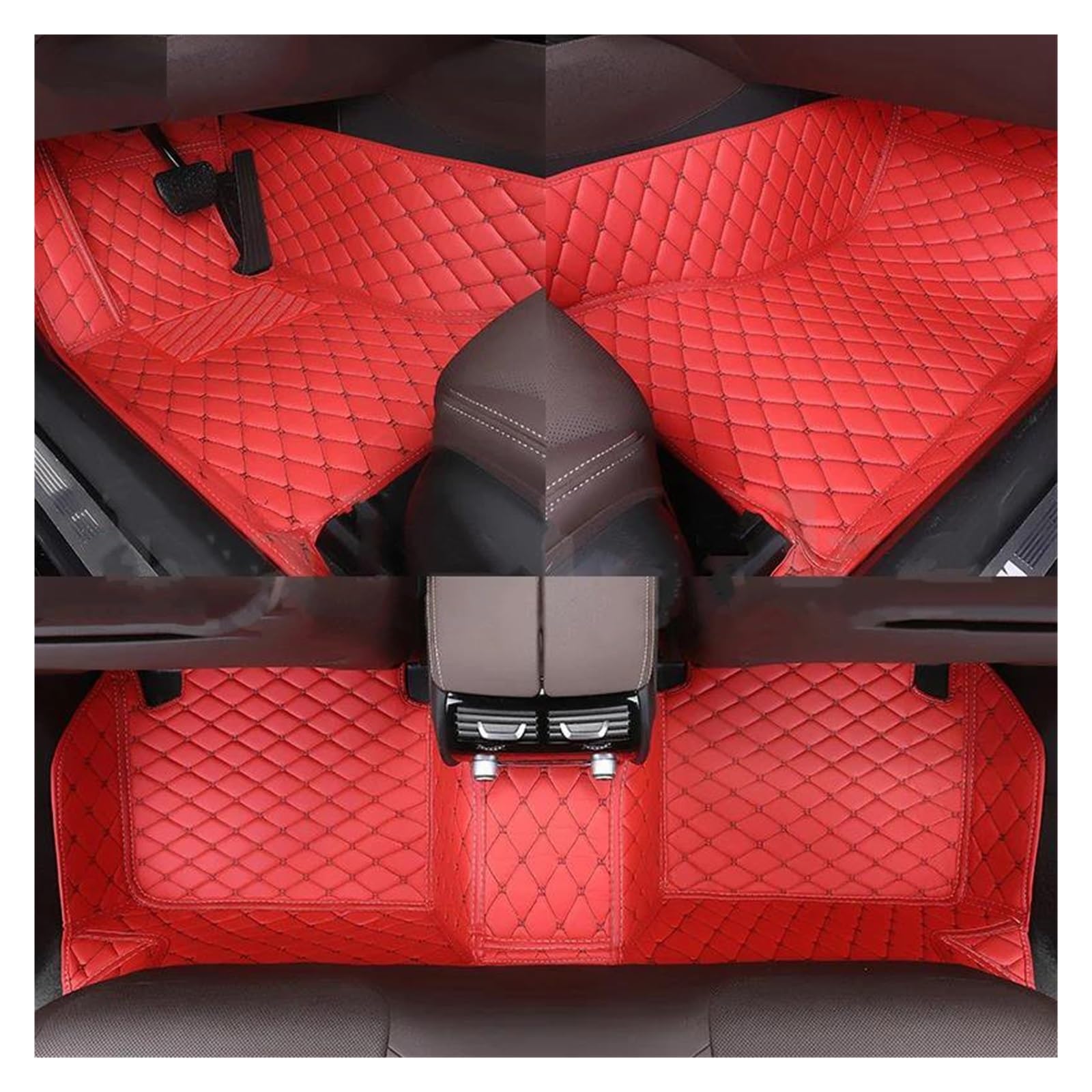 Fußmatten Auto-Fußmatten Für SEAT Für Leon 1999-2024 Alle Modelljahre Autozubehör Styling-Teppiche Teppich Teppich Innenteile Automatten(Red Black) von DZSGTTUJJ