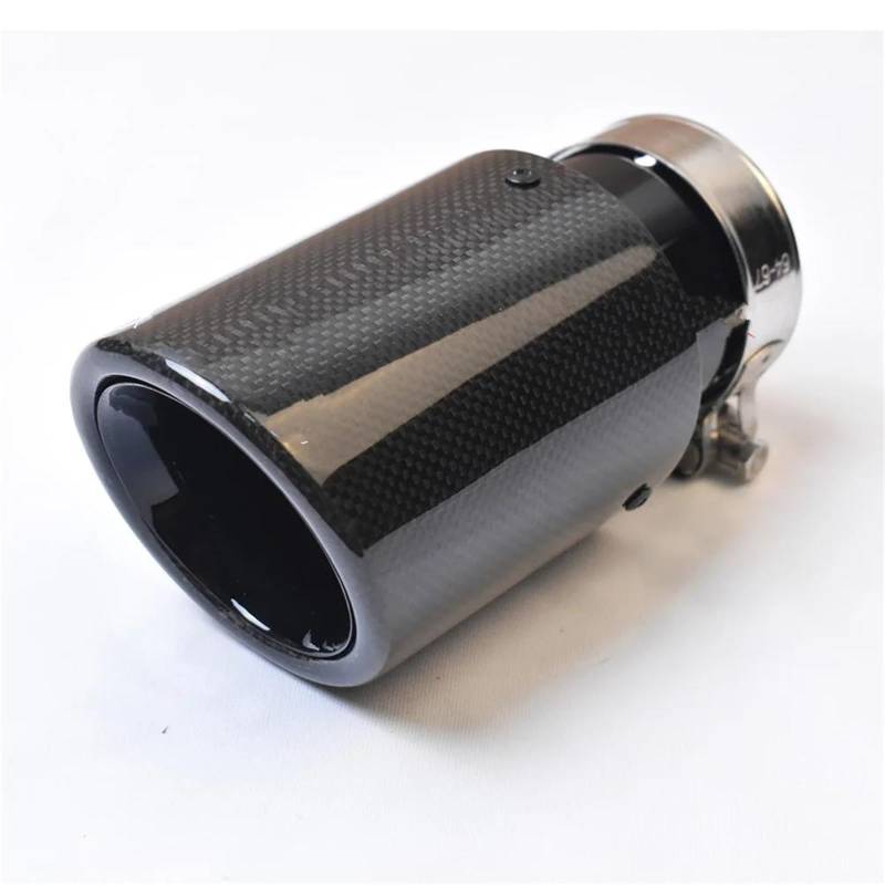 Auspuffblenden 1PC Auto Auspuff Endrohr Curly Glossy Carbon Fiber Look Edelstahl Abgeschrägte Kante Schwarz Auspuffrohr Endrohrblenden(60-101mm) von DZSHONGXINSM