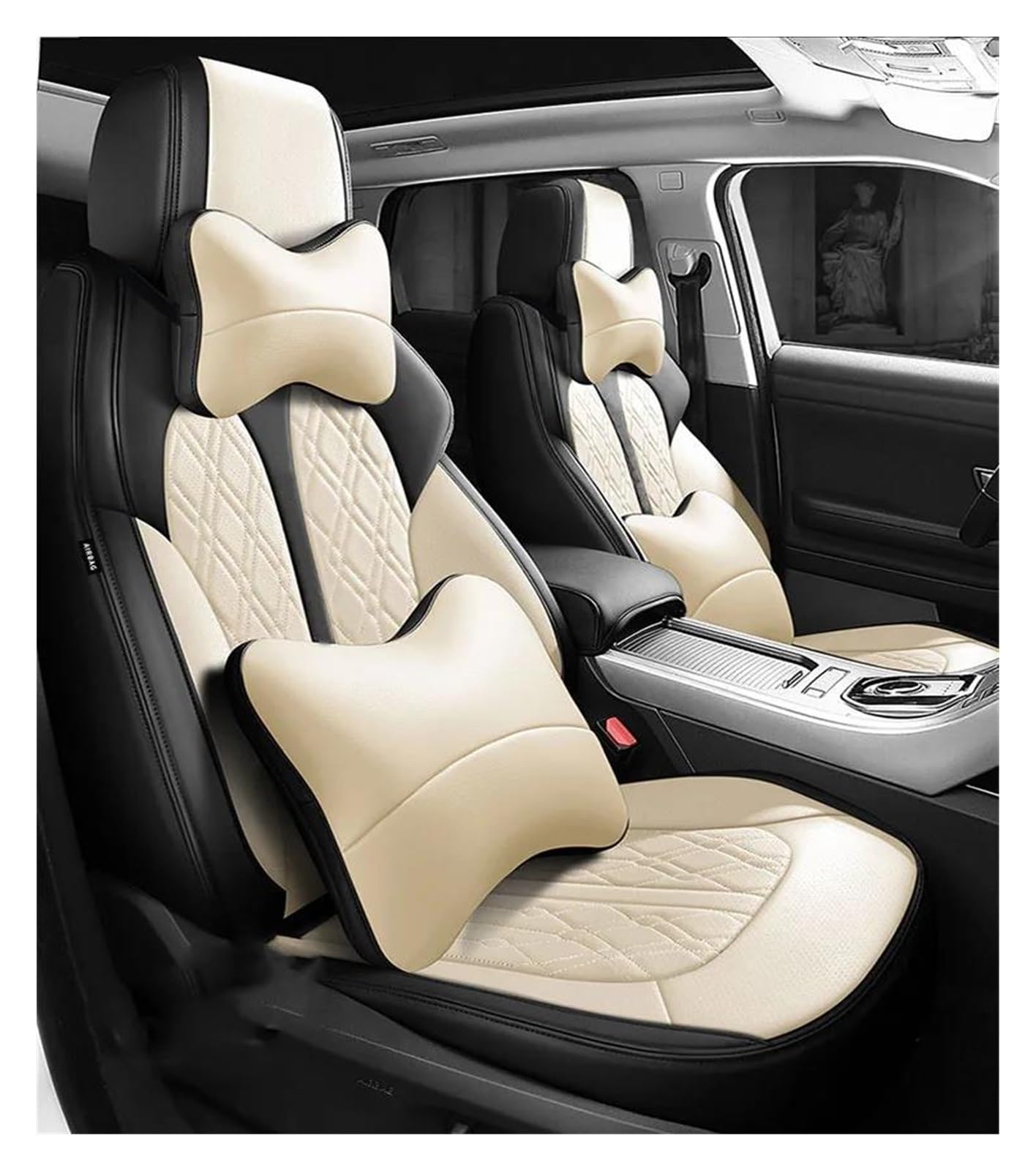DZSHONGXINSM Sitzbezüge Auto Autositzbezug Für Infiniti Für FX35 FX37 G35 G37 EX35 EX37 M35 M25 Q50 Q50L Q70L QX70 QX50 QX80 QX60 QX30 Autositzschutz Sitzbezügesets(BLACK BEIGE LUX) von DZSHONGXINSM