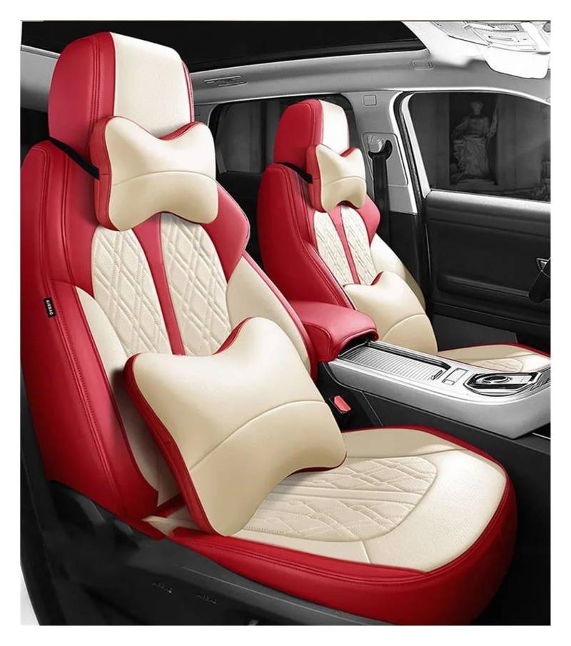 DZSHONGXINSM Sitzbezüge Auto Autositzbezug Für Infiniti Für FX35 FX37 G35 G37 EX35 EX37 M35 M25 Q50 Q50L Q70L QX70 QX50 QX80 QX60 QX30 Autositzschutz Sitzbezügesets(RED BEIGE LUX) von DZSHONGXINSM
