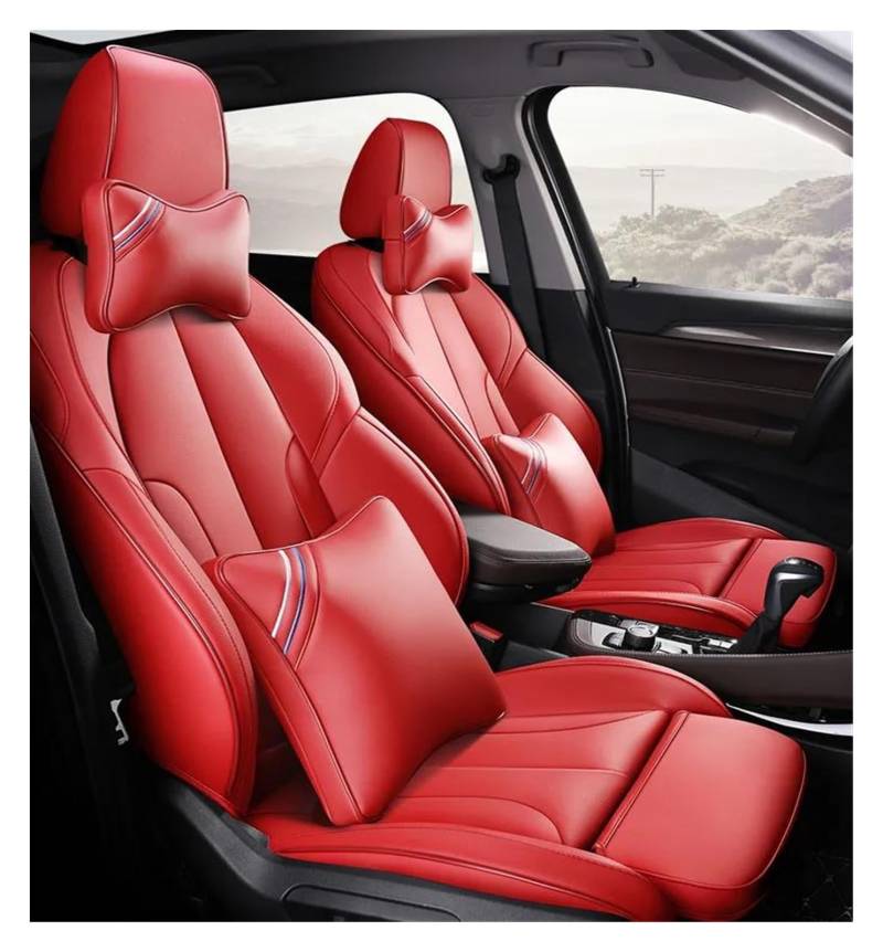 DZSHONGXINSM Sitzbezüge Auto Benutzerdefinierte Autositzbezüge Leder Für 3er 316i 318i 320i 325i 323i E46 E92 F30 F80 F34 E90 Autozubehör Sitzschutz Sitzbezügesets(RED LUX) von DZSHONGXINSM