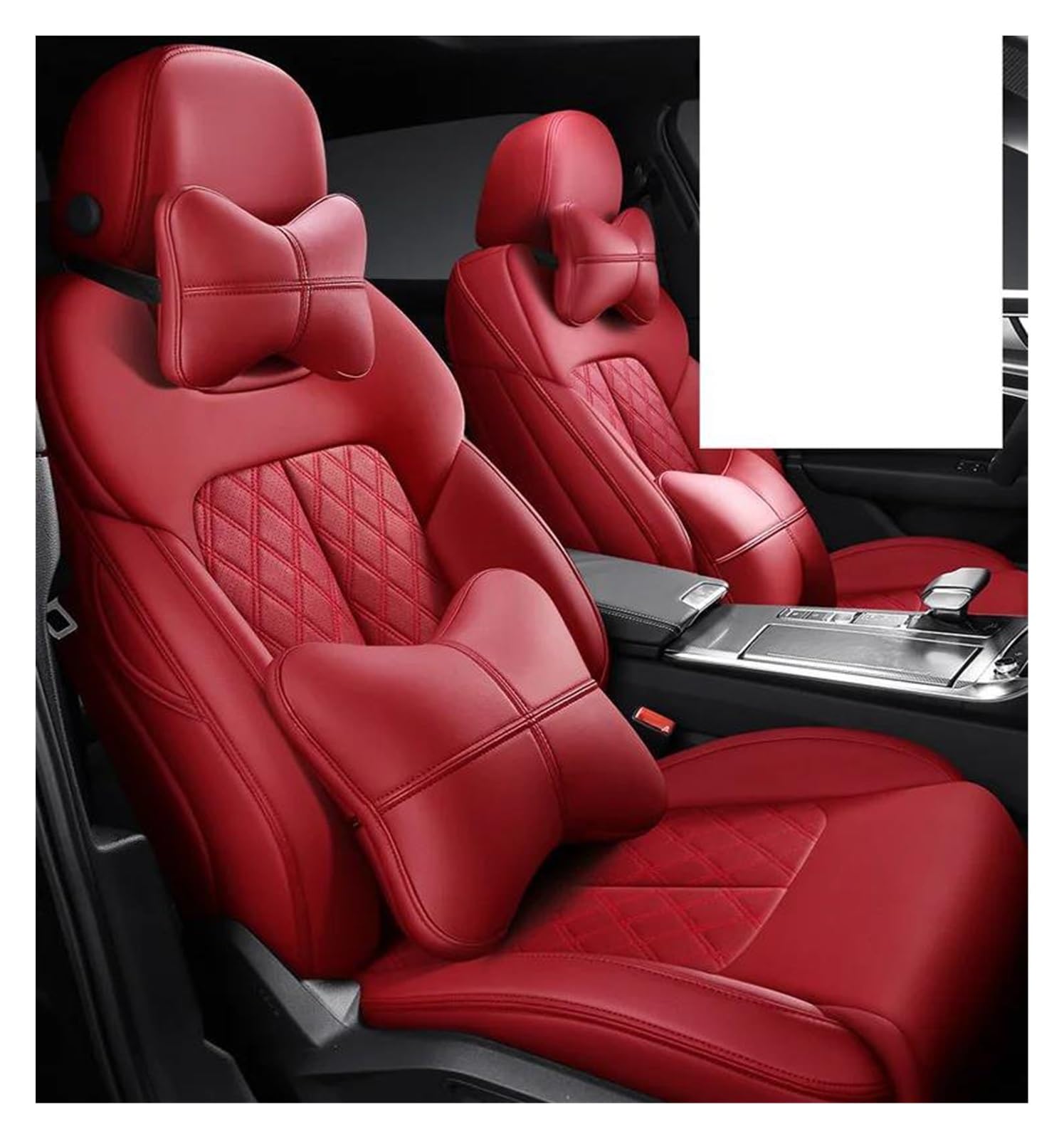DZSHONGXINSM Sitzbezüge Auto Benutzerdefinierte Autositzbezug Leder Komplettset Für JAGUAR Für E-PACE XE XF XJ F-PACE F-TYPE XFL Autozubehör Styling Sitzbezügesets(RED LUX) von DZSHONGXINSM