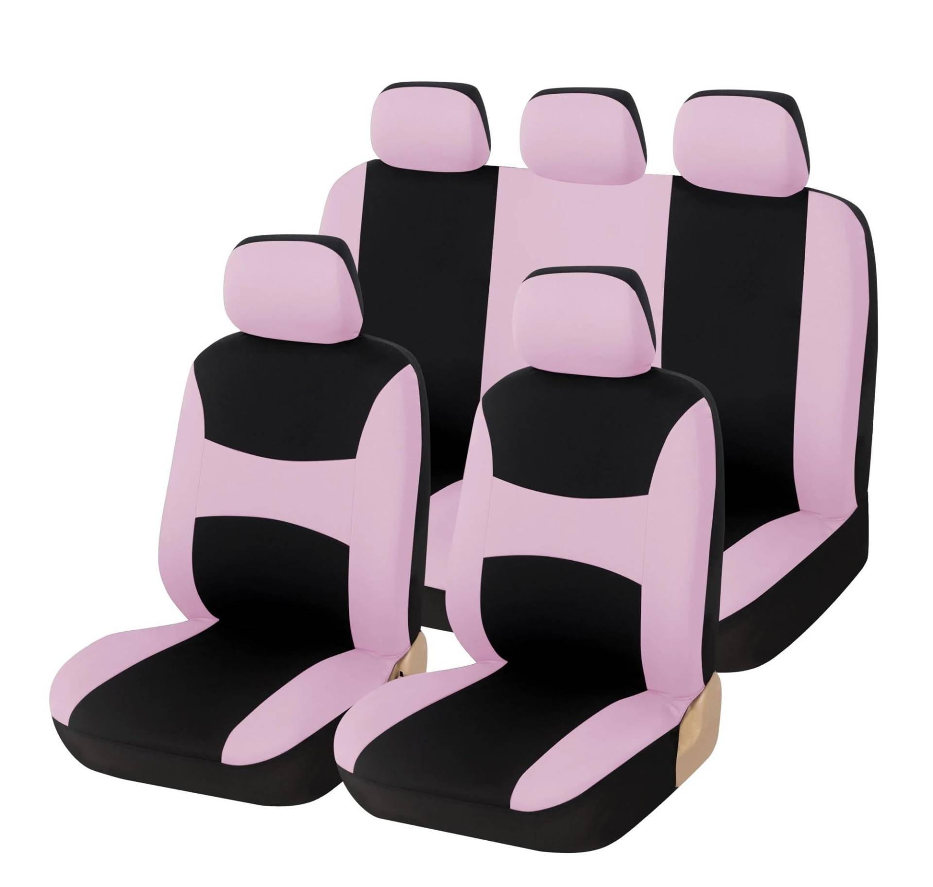 DZSHONGXINSM Sitzbezüge Auto Flache Stoff-Universal-Fit-Autositzbezüge Komplettes Set Mit Airbag Kompatibel Für Ford Für Galaxy Autositzschutz Sitzbezügesets(Full set Pink) von DZSHONGXINSM