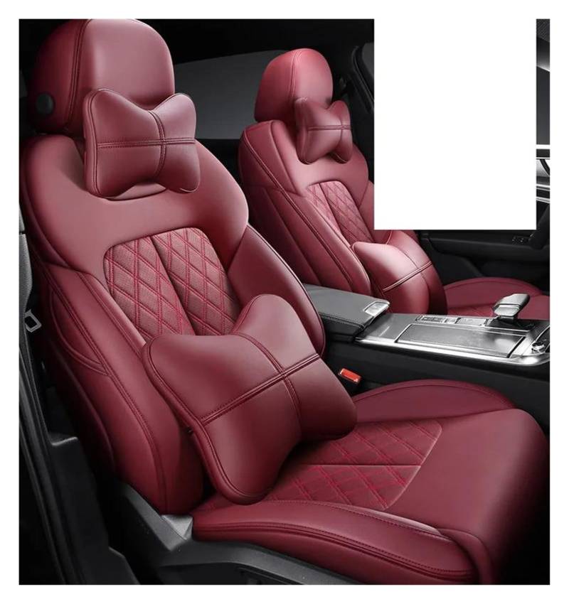 DZSHONGXINSM Sitzbezüge Auto Maßgeschneiderte Autositzbezüge Aus Leder Für Für X5 X6 Z4 E53 E85 E86 E89 E70 E71 E72 F15 F16 F85 F86 Autoinnenzubehör Sitzbezüge Sitzbezügesets(WINE RED LUX) von DZSHONGXINSM