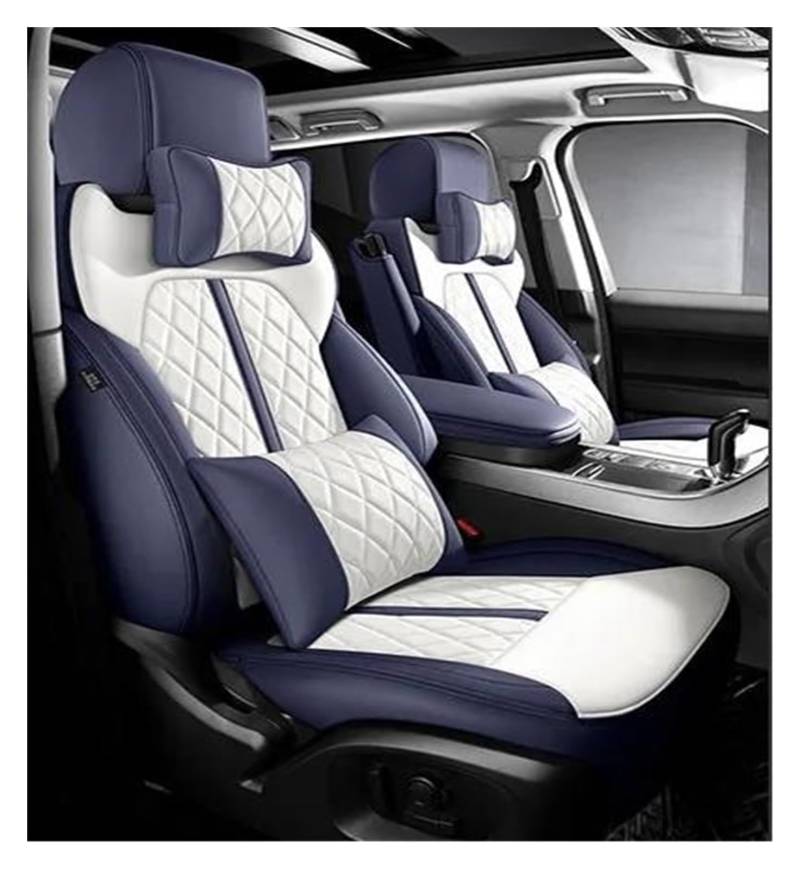 DZSHONGXINSM Sitzbezüge Auto Maßgeschneidertes Leder-Autositzbezug-Set Für 3/4 Serie E46 E90 E91 E92 E93 F30 F31 F34 F35 G20 G21 F32 F33 F36 Sitzautos Sitzbezügesets(BLUE WHITE LUX) von DZSHONGXINSM