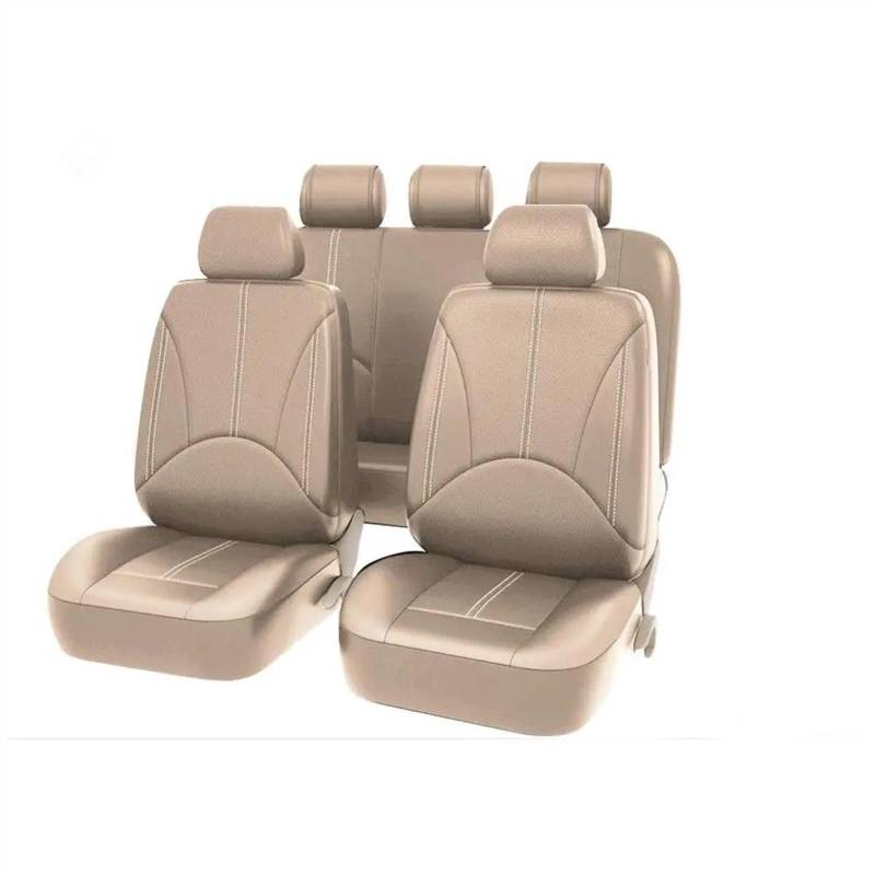 DZSHONGXINSM Sitzbezüge Auto PU-Leder-Autositzbezug-Kissen Für F10 E46 G30 Autositzschutz Sitzbezügesets(5 seat beige) von DZSHONGXINSM