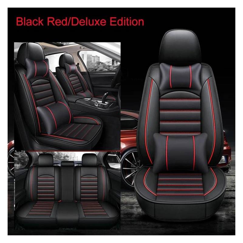 DZSHONGXINSM Sitzbezüge Auto Universal Autositzbezug Innendetails Für Q5 Q2 Q3 Q6 Q7 Q8 S1 S4 S5 S6 SQ5 RS3 RS4 RS5 Autozubehör Sitzschutz Sitzbezügesets(Luxury Black Red) von DZSHONGXINSM
