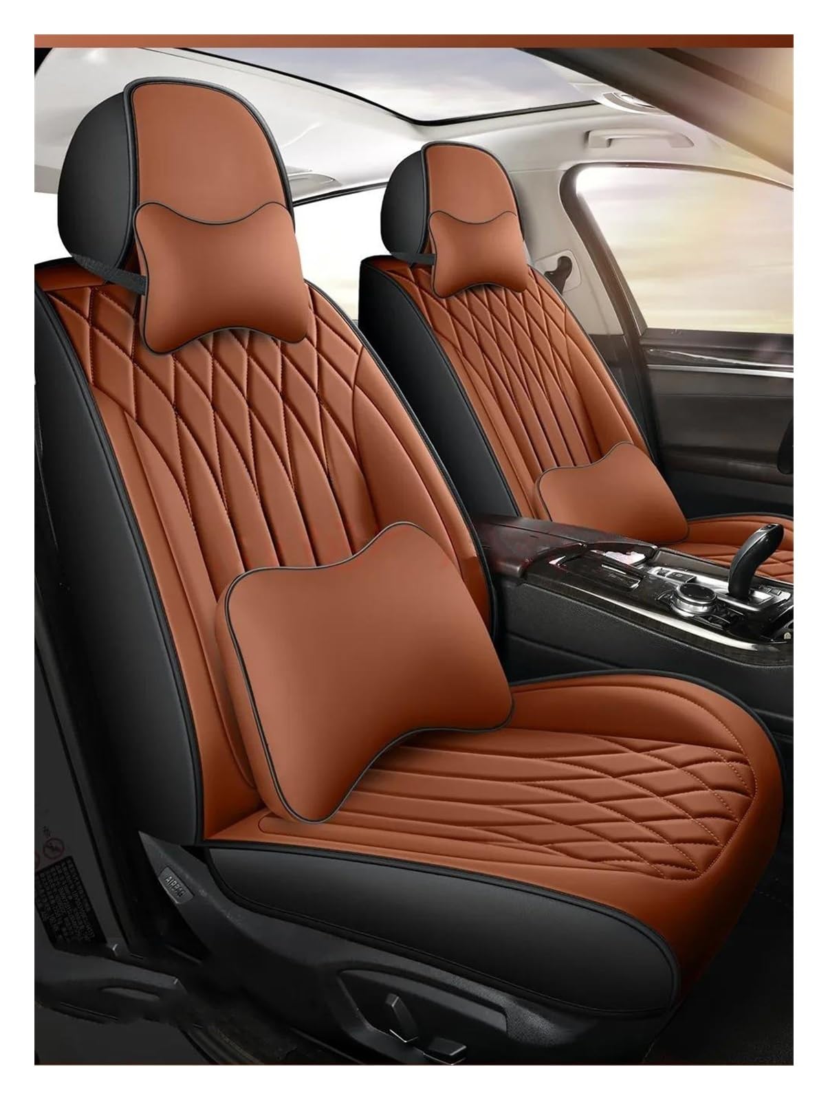DZSHONGXINSM Sitzbezüge Auto Universal Style 3D Autositzbezug Für Benz Alle Automodelle Für GLA CLA CLS GLC GLE GLK GLS CLK SLC SL ML GL Innenzubehör Sitzbezügesets(Luxury Coffee 5 Seat) von DZSHONGXINSM
