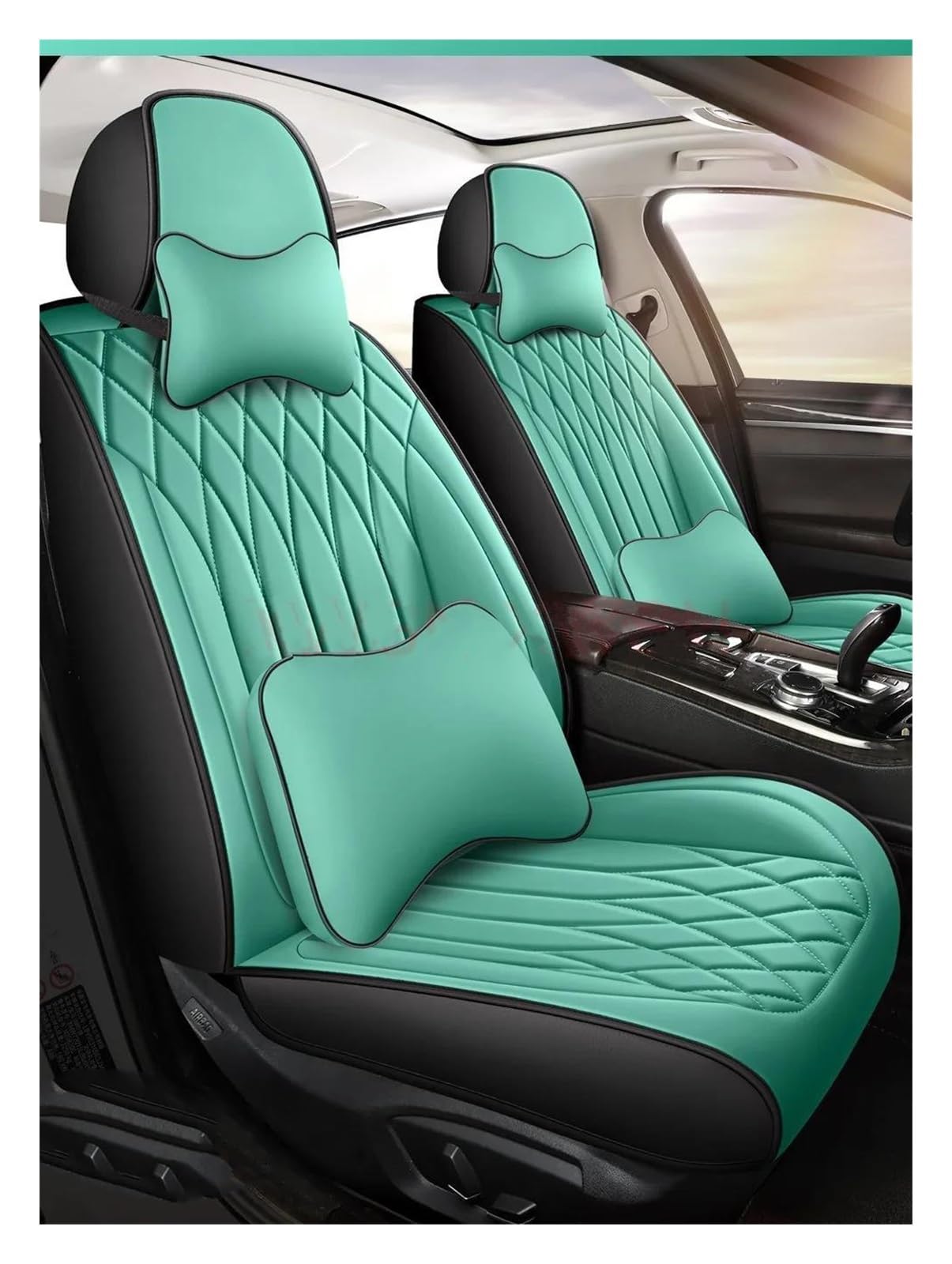 DZSHONGXINSM Sitzbezüge Auto Universal Style 3D Autositzbezug Für Benz Alle Automodelle Für GLA CLA CLS GLC GLE GLK GLS CLK SLC SL ML GL Innenzubehör Sitzbezügesets(Luxury Green 5 Seat) von DZSHONGXINSM