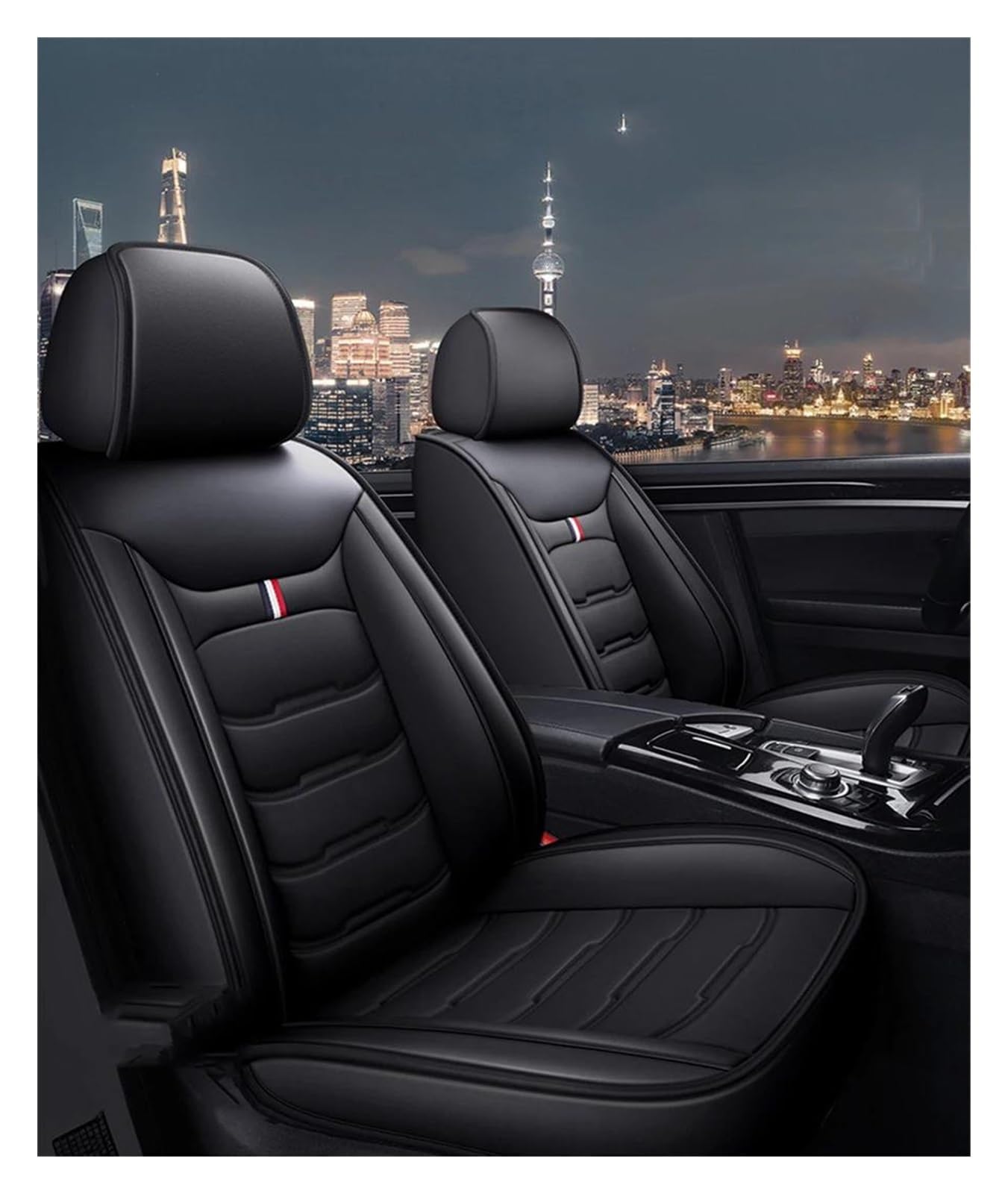 DZSHONGXINSM Sitzbezüge Auto Universal Style Autositzbezüge Innendetails Für VOLVO Für XC60 XC90 XC40 XC70 S60L C30 S80 S90 V50 V60 Autozubehör Sitzbezügesets(Luxury Black Red) von DZSHONGXINSM