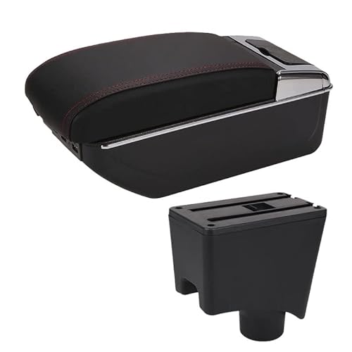 Handschuhfach Aufbewahrung Armlehne Für Nissan Für Almera G15 Auto Armlehne Box Aufbewahrungsbox Autozubehör Mittelkonsole Aufbewahrungsbox(A Black red 7USB) von DZSHONGXINSM