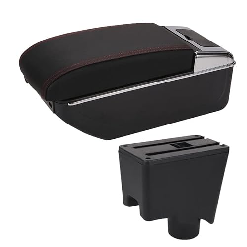 Handschuhfach Aufbewahrung Armlehne Für Nissan Für Almera G15 Auto Armlehne Box Aufbewahrungsbox Autozubehör Mittelkonsole Aufbewahrungsbox(B Black red 7USB) von DZSHONGXINSM