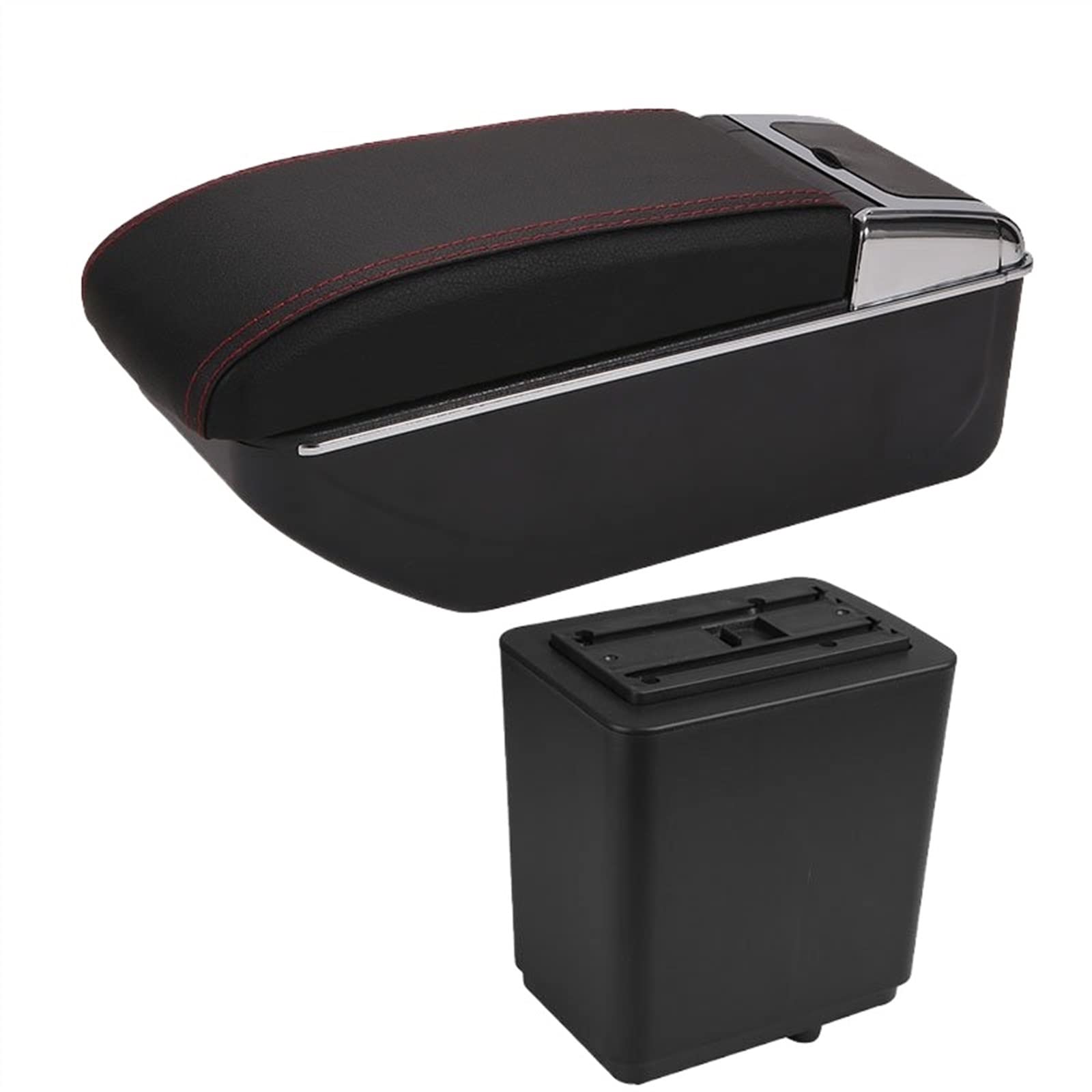 Handschuhfach Aufbewahrung Armlehne Nachrüstteile Für Peugeot Für Partner Tipi Auto Armlehne Aufbewahrungsbox Autozubehör Lade USB Mittelkonsole Aufbewahrungsbox(D Black red No USB) von DZSHONGXINSM