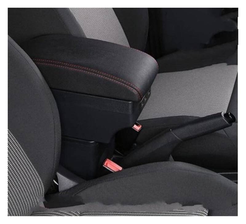 Handschuhfach Aufbewahrung Auto-Armlehne Für Seat Für Ibiza Armlehnenbox Für Seat Für Ibiza Del Zentrale Aufbewahrungsbox Nachrüst-Innenraum Mit USB-Autozubehör Mittelkonsole Aufbewahrungsbox(C red li von DZSHONGXINSM