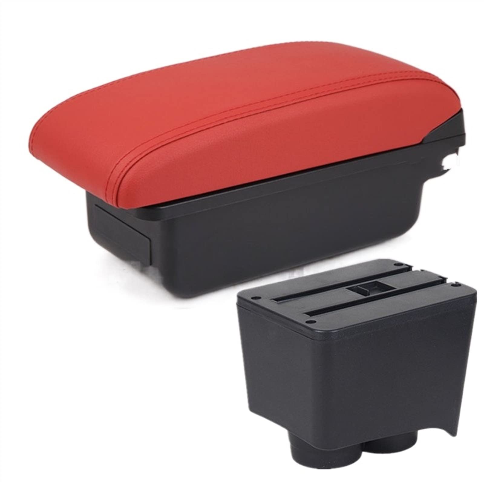 Handschuhfach Aufbewahrung Auto Armlehnenbox 2002-2009 Nachrüstteile Aufbewahrungsbox Auto Innenausstattung Armlehne Für VW Für Polo 9N 3 Mittelkonsole Aufbewahrungsbox(A4 red No USB) von DZSHONGXINSM