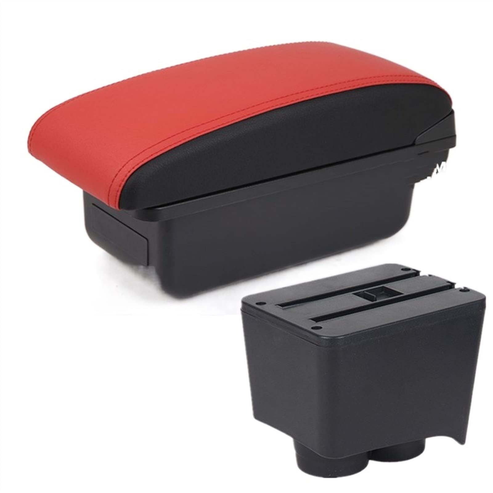 Handschuhfach Aufbewahrung Auto Armlehnenbox 2002-2009 Nachrüstteile Aufbewahrungsbox Auto Innenausstattung Armlehne Für VW Für Polo 9N 3 Mittelkonsole Aufbewahrungsbox(A5 Red black No USB) von DZSHONGXINSM