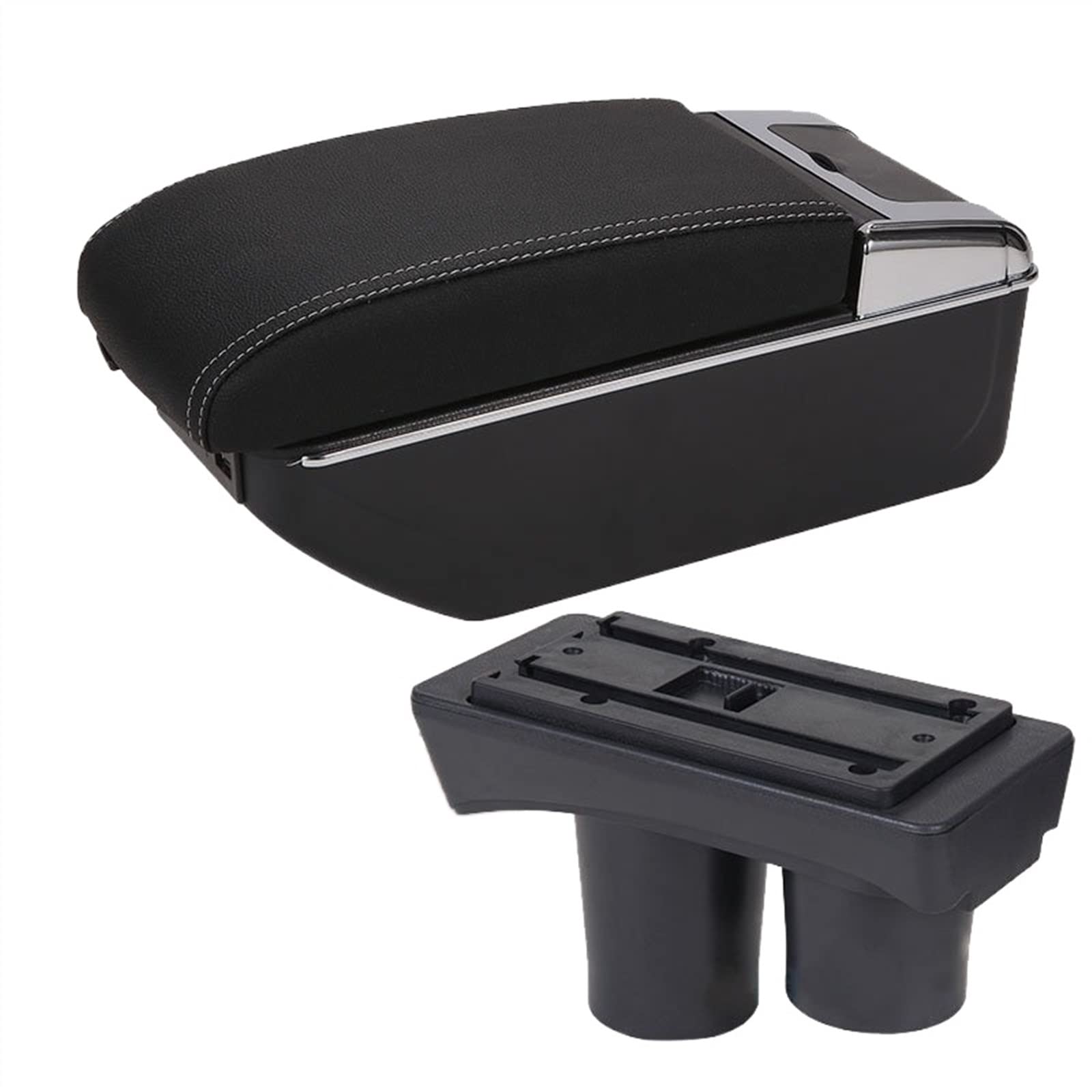 Handschuhfach Aufbewahrung Für Citroen C2 Armlehnenbox Universal Für Citroen C2 Auto Armlehnen Aufbewahrungsbox Getränkehalter Modifikation Zubehör Mittelkonsole Aufbewahrungsbox(B3 Black white 7USB) von DZSHONGXINSM