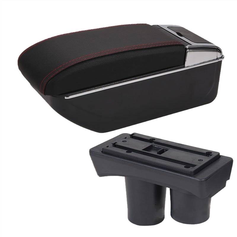 Handschuhfach Aufbewahrung Für Citroen C2 Armlehnenbox Universal Für Citroen C2 Auto Armlehnen Aufbewahrungsbox Getränkehalter Modifikation Zubehör Mittelkonsole Aufbewahrungsbox(D1 Black red No USB) von DZSHONGXINSM