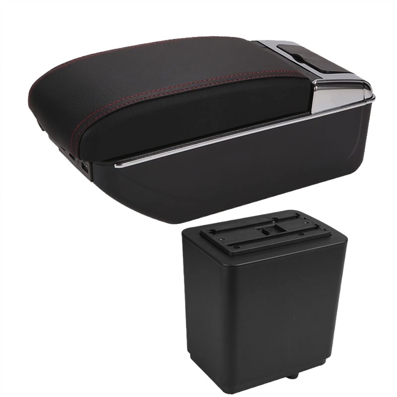 Handschuhfach Aufbewahrung Für Citroen Für Berlingo Armlehne Nachrüstteile Auto Armlehne Aufbewahrungsbox Autozubehör Lade USB Mittelkonsole Aufbewahrungsbox(A Black red 7USB) von DZSHONGXINSM