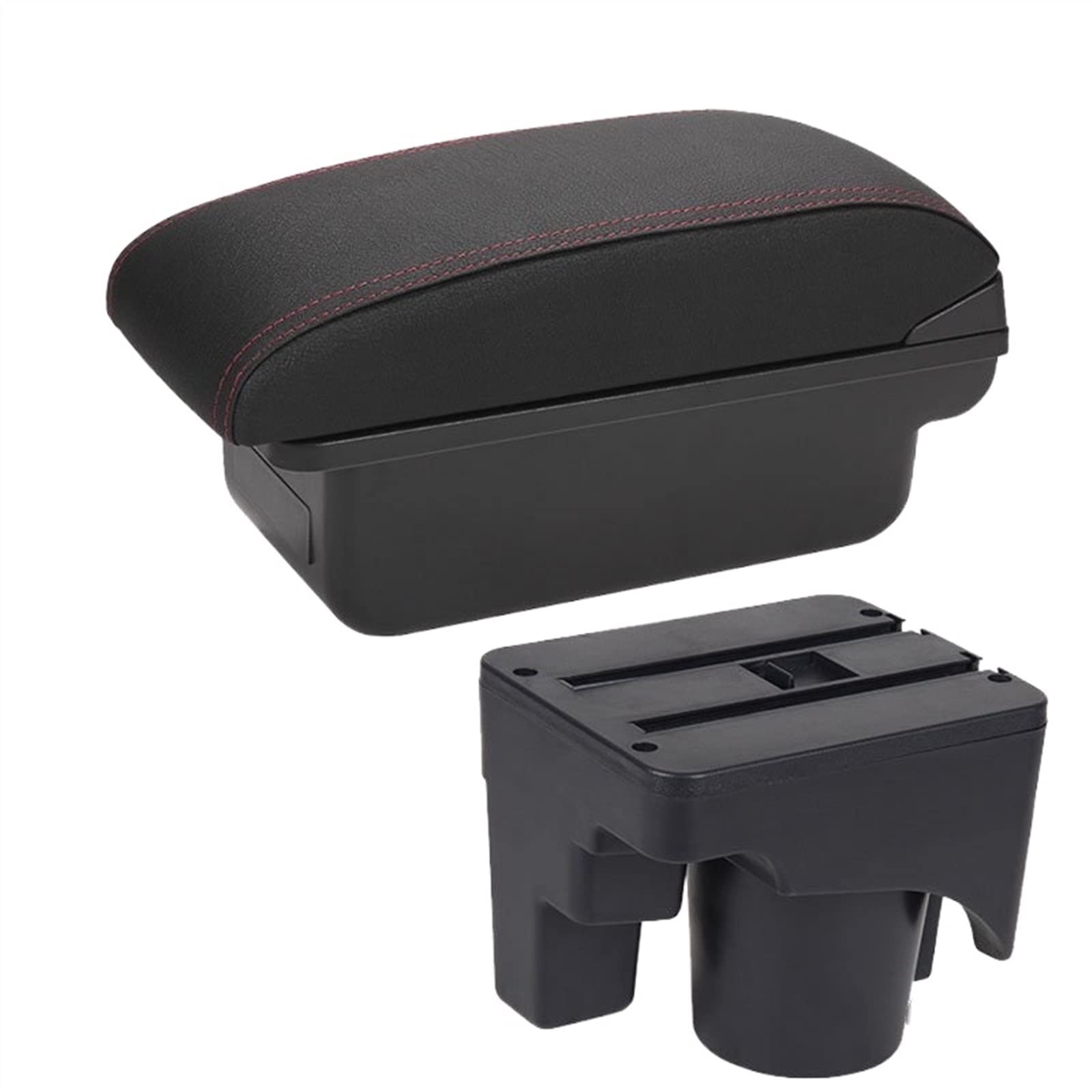 Handschuhfach Aufbewahrung Für Golf 6 Armlehnenbox Für VW Für Sagitar Auto Armlehne Innendetails Nachrüstteile Aufbewahrungsbox Autozubehör USB Mittelkonsole Aufbewahrungsbox(C Black red NO USB) von DZSHONGXINSM