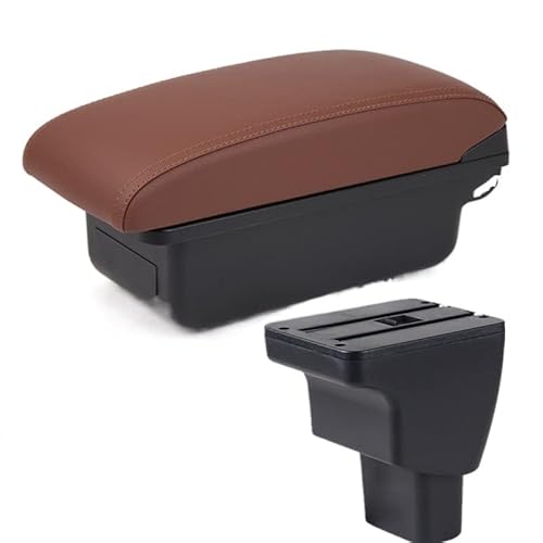 Handschuhfach Aufbewahrung Für Große I10-Armlehnenbox Für Hyundai Hb20 Universal-Auto-Armlehnen-Mittelkonsolen-Modifikationszubehör Mit USB Mittelkonsole Aufbewahrungsbox(A brown No USB) von DZSHONGXINSM