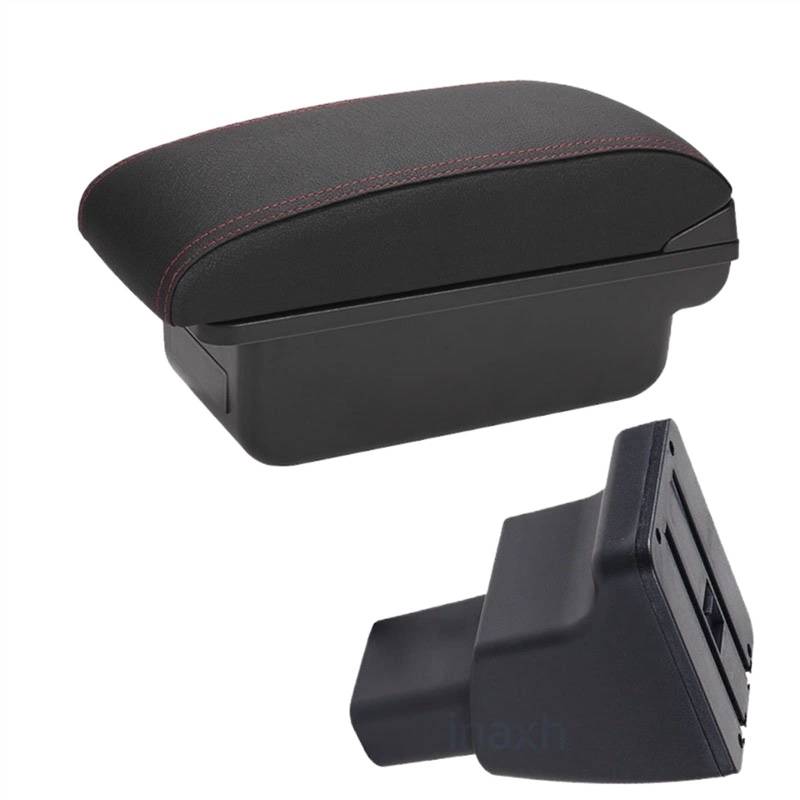 Handschuhfach Aufbewahrung Für Hyundai I10 Auto Armlehnenbox Innenteile Details Nachrüstteile Aufbewahrungsbox Autozubehör USB Mittelkonsole Aufbewahrungsbox(C Black red NO USB) von DZSHONGXINSM