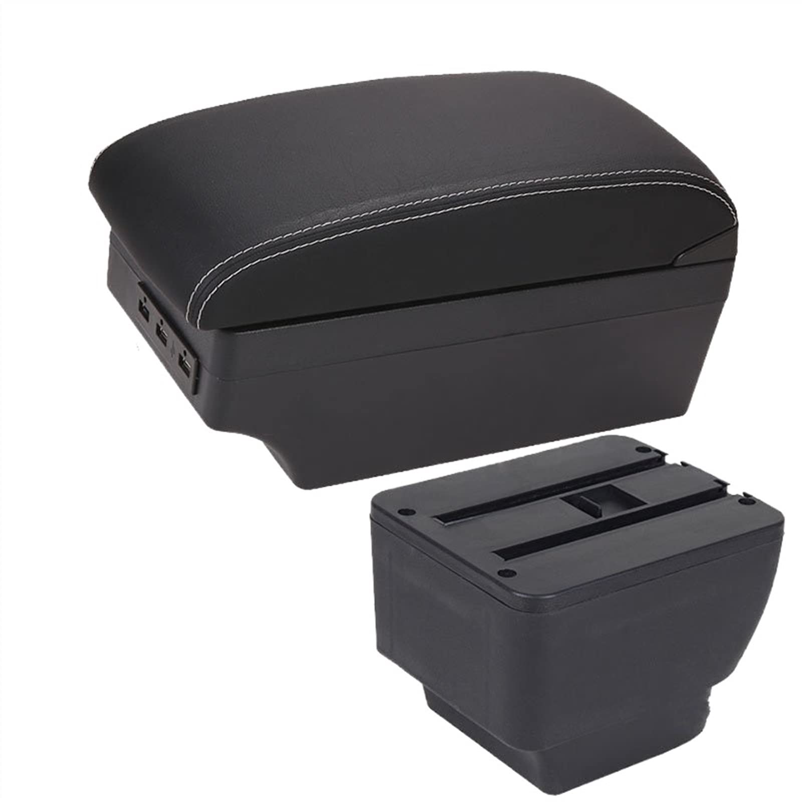 Handschuhfach Aufbewahrung Für MAZDA 2 Armlehne Für MAZDA Für Demio Auto Armlehnenbox Nachrüstteile Aufbewahrungsbox Autozubehör Innenteile USB Mittelkonsole Aufbewahrungsbox(A3 Black white 7USB) von DZSHONGXINSM