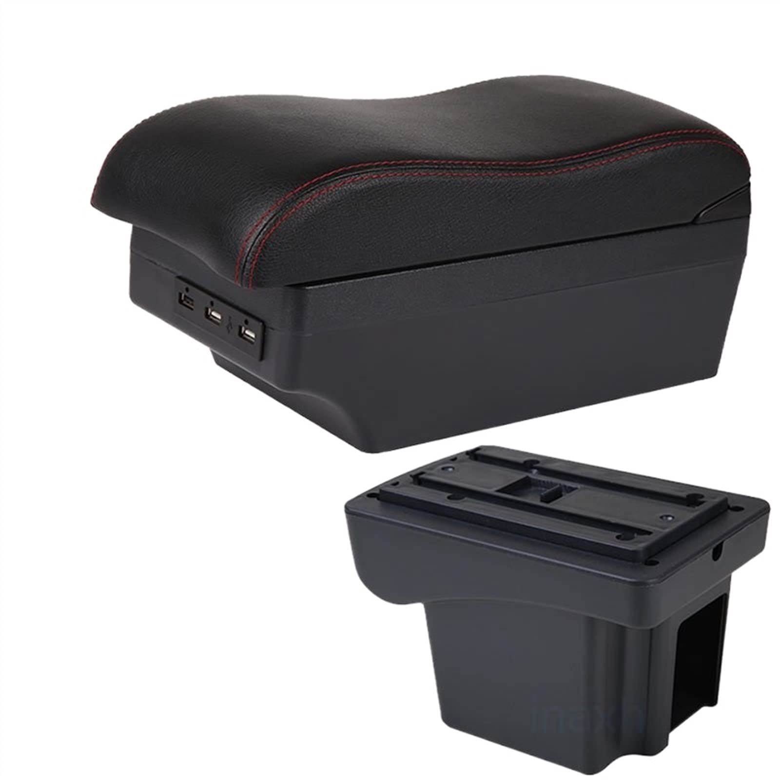 Handschuhfach Aufbewahrung Für NIVA Armlehne Nachrüstteile Auto Armlehne Box Aufbewahrungsbox Auto Innenausstattung Lade USB Mittelkonsole Aufbewahrungsbox(A Black red 7USB) von DZSHONGXINSM