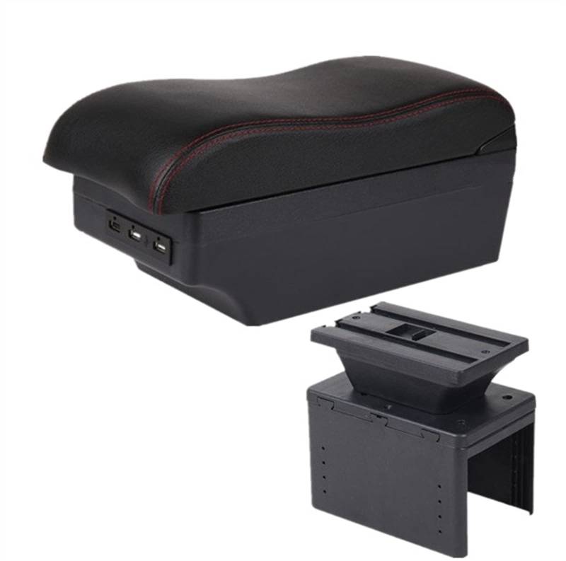 Handschuhfach Aufbewahrung Für Opel Für Corsa E Armlehnenbox Für Opel Für Corsa E Auto Center Console Storage Armrest Box Modifikationszubehör Mit USB Mittelkonsole Aufbewahrungsbox(C red line 7USB) von DZSHONGXINSM