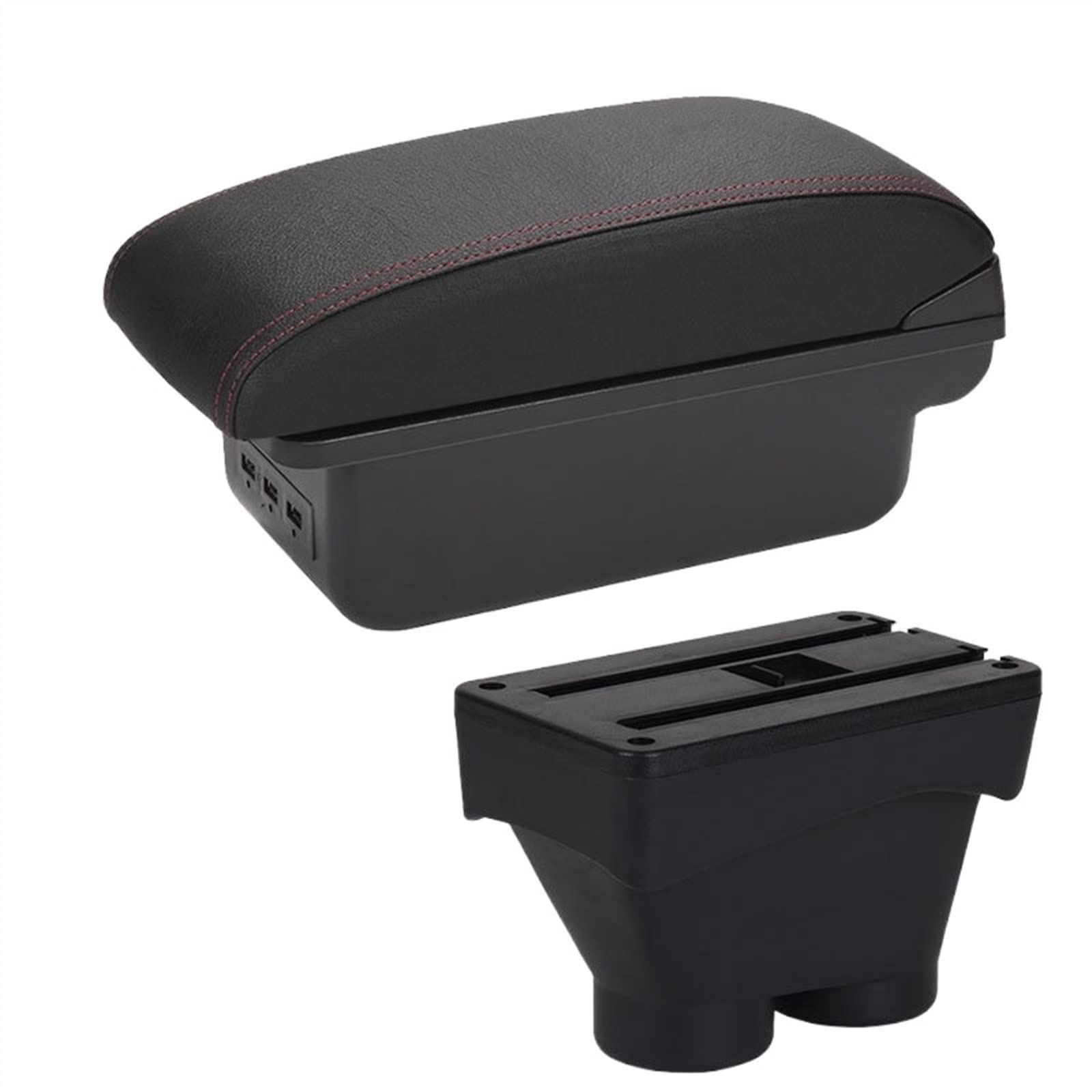 Handschuhfach Aufbewahrung Für Peugeot 208 Armlehnenbox Aufbewahrungsbox Autozubehör Nachrüstteile Innendetails Autohalter Aschenbecher 2012-2018 Mittelkonsole Aufbewahrungsbox(B Black red 3USB) von DZSHONGXINSM