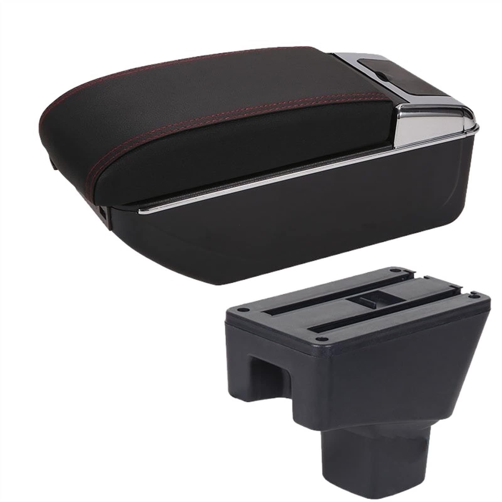 Handschuhfach Aufbewahrung Für SUZUKI SX4 Armlehnenbox Innenteile Aschehalter Auto Armlehne Nachrüstteile Aufbewahrungsbox Autozubehör Innendetails 7USB Mittelkonsole Aufbewahrungsbox(B Black red 7USB von DZSHONGXINSM