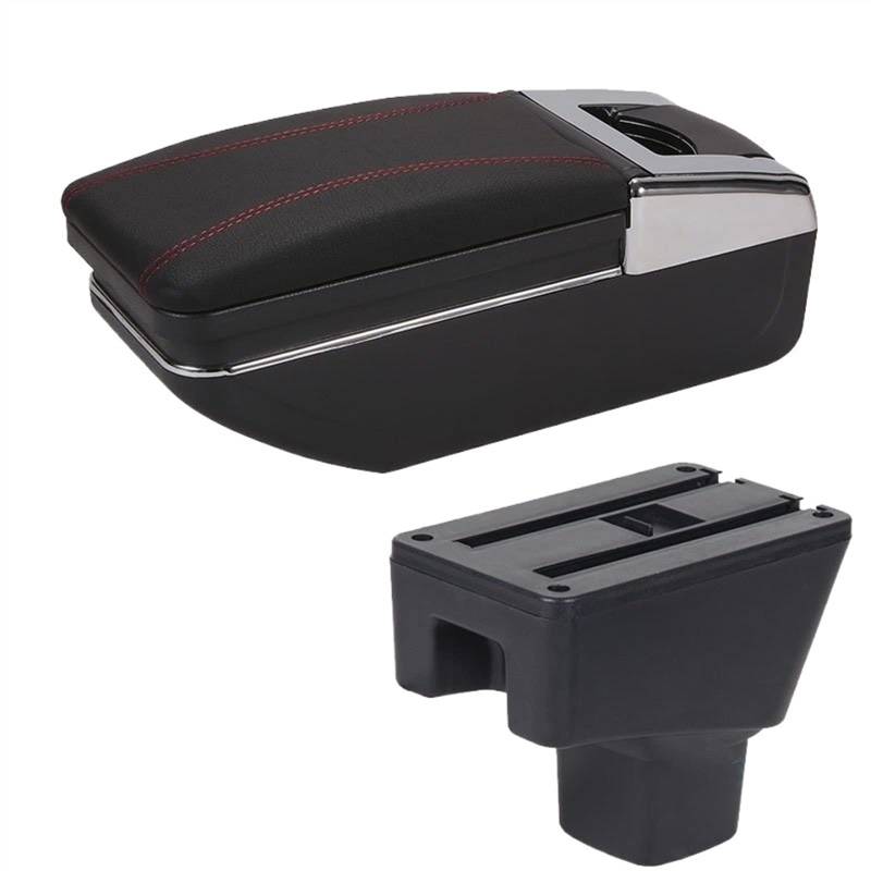 Handschuhfach Aufbewahrung Für SUZUKI SX4 Armlehnenbox Innenteile Aschehalter Auto Armlehne Nachrüstteile Aufbewahrungsbox Autozubehör Innendetails USB Mittelkonsole Aufbewahrungsbox(C Black red No US von DZSHONGXINSM