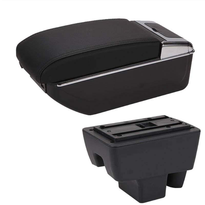 Handschuhfach Aufbewahrung Für Skoda Für RAPID Auto Armlehnenbox Retrofit Autozubehör Innendetails Aufbewahrungsbox Mittelkonsole Aufbewahrungsbox(A Black black 7USB) von DZSHONGXINSM