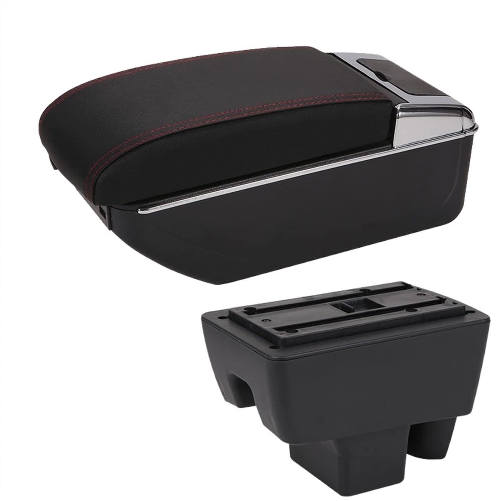 Handschuhfach Aufbewahrung Für Skoda Für RAPID Auto Armlehnenbox Retrofit Autozubehör Innendetails Aufbewahrungsbox Mittelkonsole Aufbewahrungsbox(B Black red 7USB) von DZSHONGXINSM