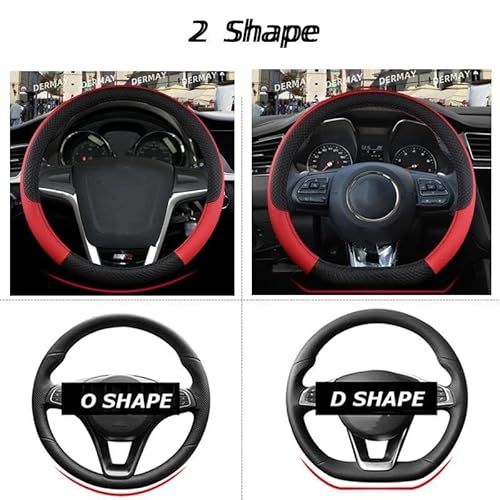 Lenkrad Bezug 9 Farben Auto Lenkrad Abdeckung PU Leder Nicht-Slip Für MG HS ZS EV MG3 3SW MG5 MG6 MG7 ZR EHS EZS GT Auto Zubehör Lenkradabdeckung(D Shape Black) von DZSHONGXINSM