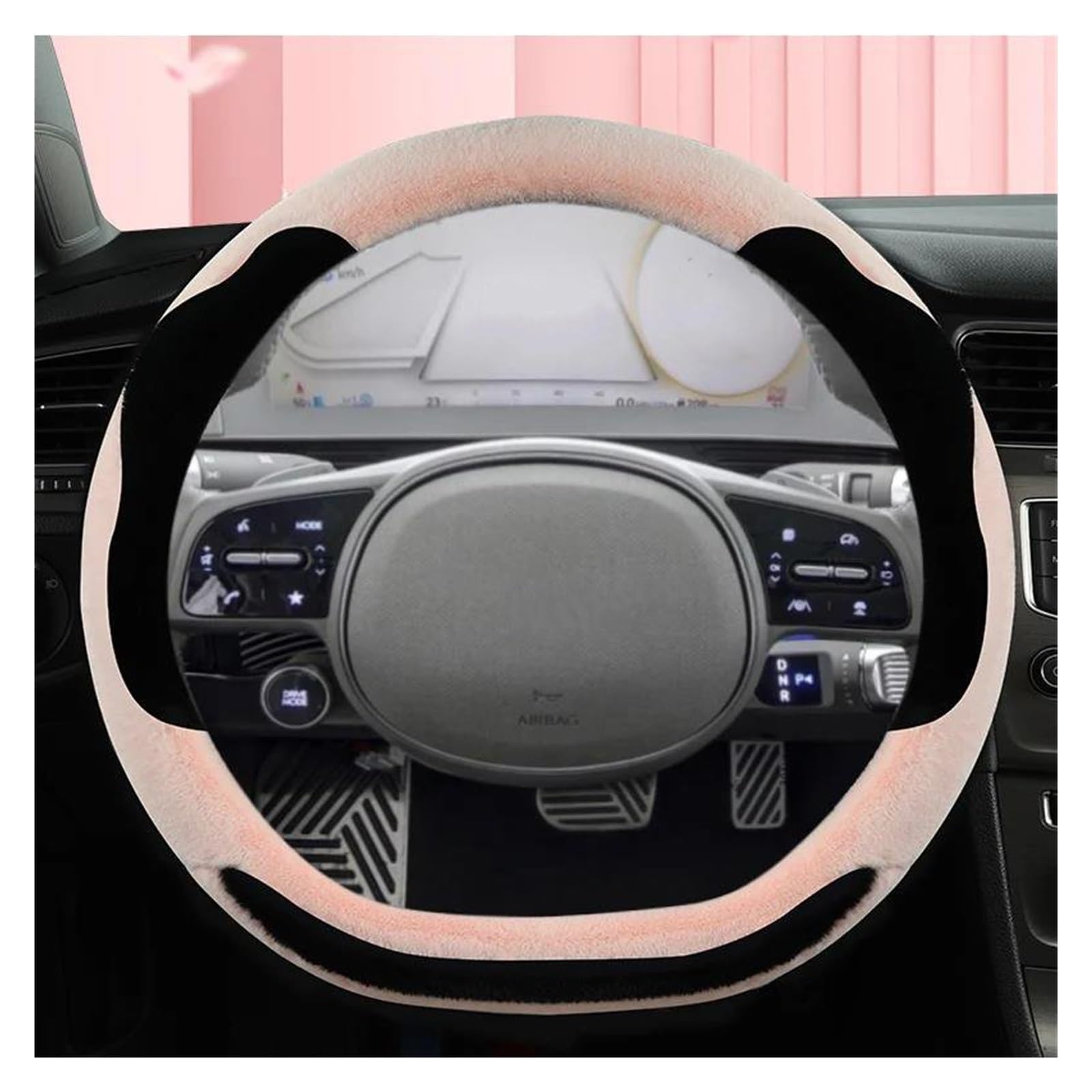 Lenkrad Bezug Auto Lenkrad Abdeckung D Form Winter Plüsch Für Hyundai Für ioniq 5 2016 2017 2018 2019 2020 2021 2022 Lenkradabdeckung(PINK) von DZSHONGXINSM