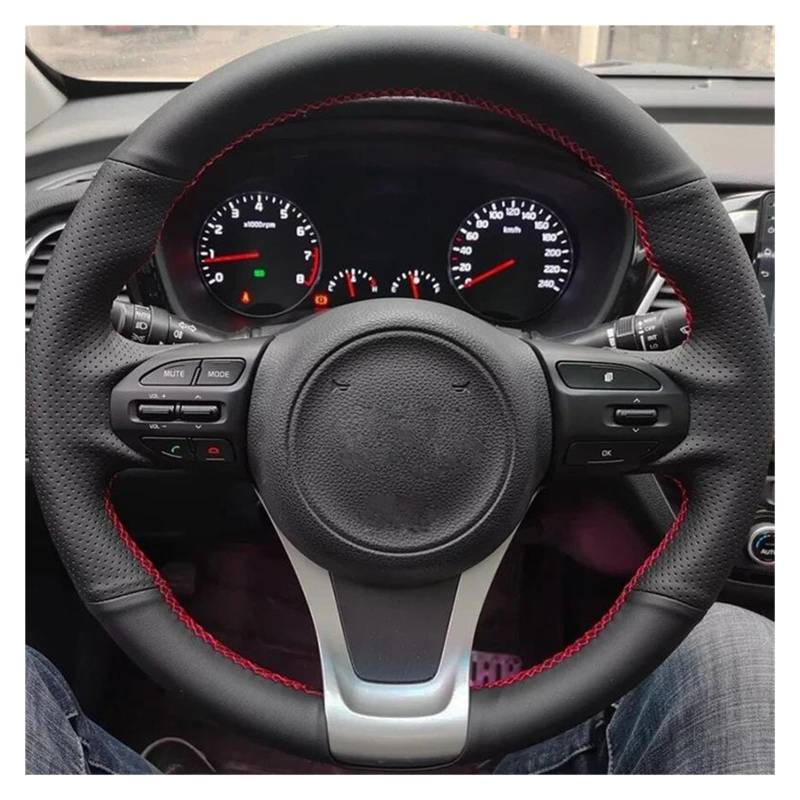 Lenkrad Bezug Auto Lenkrad Geflecht Abdeckung Für Kia Für Sorento 2015 2016 2017 2018 Für Sedona 2015-2019 Auto Innen Zubehör Lenkradabdeckung(Red Thread) von DZSHONGXINSM