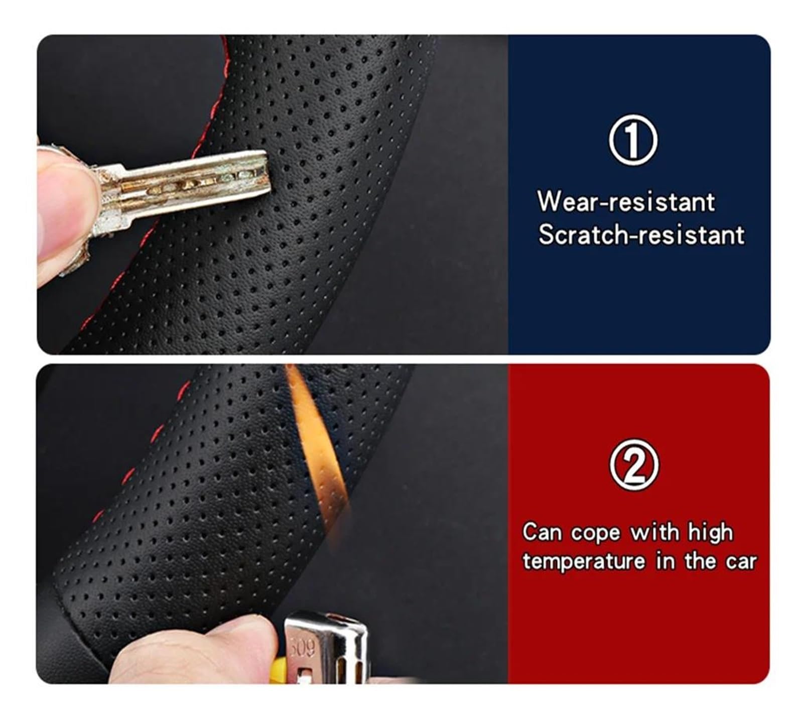 Lenkrad Bezug Auto Lenkrad Geflecht Abdeckung Nicht-Slip Für Smart Für Fortwo 2009-2013 Für Smart Für Forjeremy Auto Lenkradabdeckung(Red Blue Thread) von DZSHONGXINSM