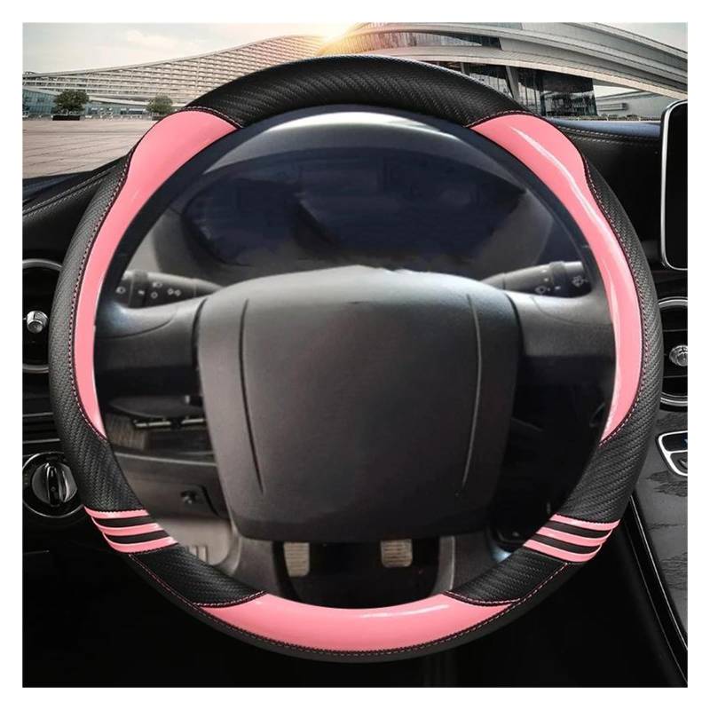 Lenkrad Bezug Carbon Fiber + Leder Auto Lenkrad Abdeckung Für FIAT Für Ducato Für Relais Für Ram Für ProMaster Auto Zubehör Lenkradabdeckung(Pink) von DZSHONGXINSM