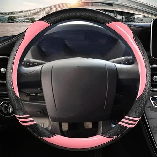 Lenkrad Bezug Carbon Fiber + Leder Auto Lenkrad Abdeckung Für FIAT Für Relais Für Ram Für ProMaster Auto Zubehör Lenkradabdeckung(PINK) von DZSHONGXINSM