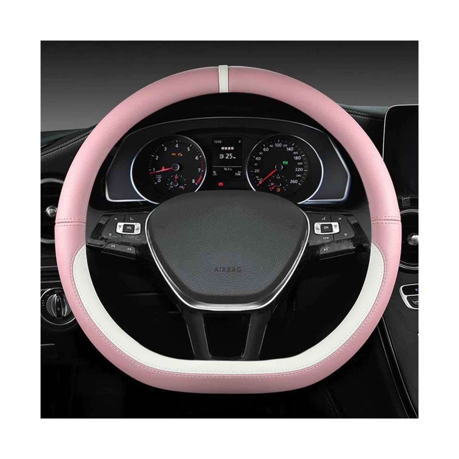 Lenkrad Bezug D Form Auto Lenkrad Abdeckung Für VW Für Teramont Für Atlas Für T-ROC Für T-Cross 2017-2021 Lenkradabdeckung(PINK) von DZSHONGXINSM