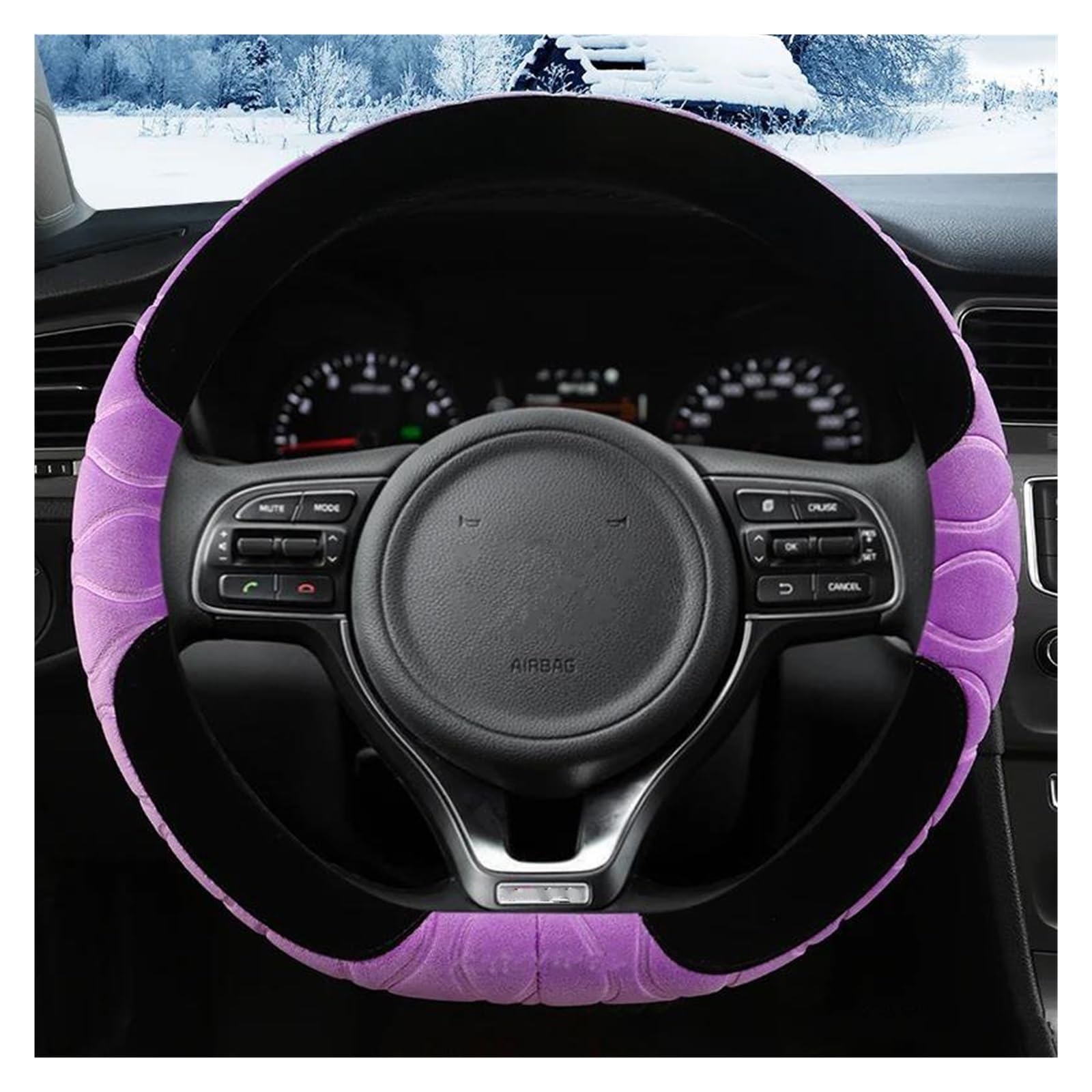 Lenkrad Bezug Winter Plüsch Auto Lenkrad Abdeckung Nicht-Slip Für Kia Für Sportage Sid Für Cerato K2 K3 K4 K5 KX3. Lenkradabdeckung(Purple D Shape) von DZSHONGXINSM