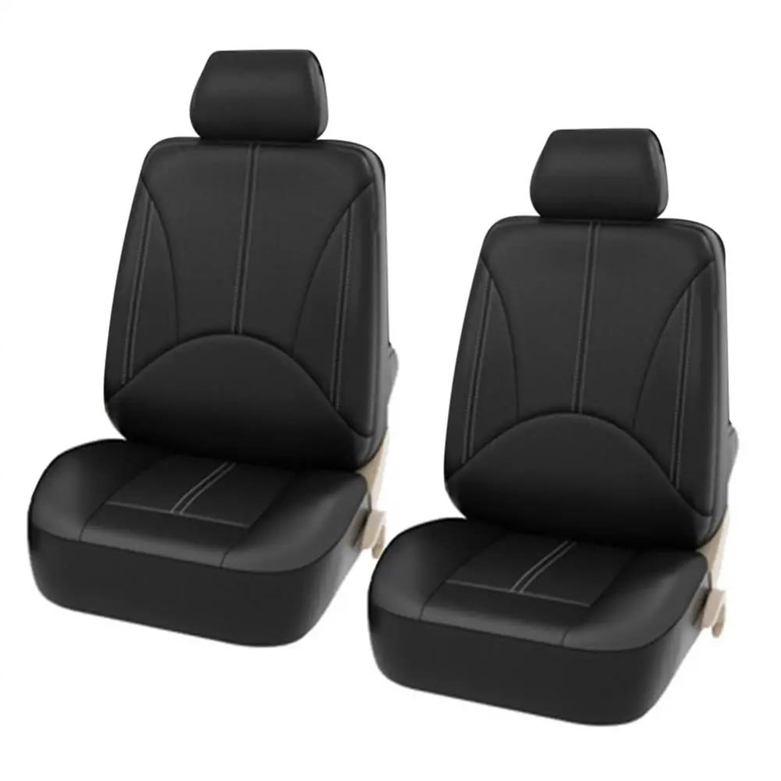 Sitzbezüge Auto PU-Leder-Autositzbezug-Kissen Für Peugeot Für 206 307 407 308 Autositzschutz Sitzbezügesets(2 seat black) von DZSHONGXINSM